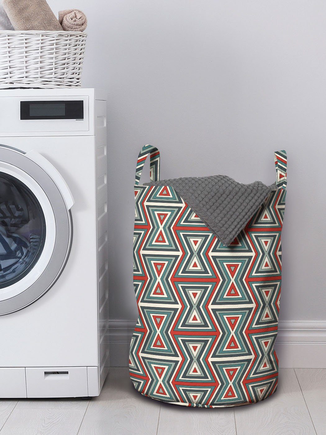 Kordelzugverschluss Sanduhr-Muster für Wäschekorb Wäschesäckchen Griffen Geometrisch Waschsalons, mit Abakuhaus