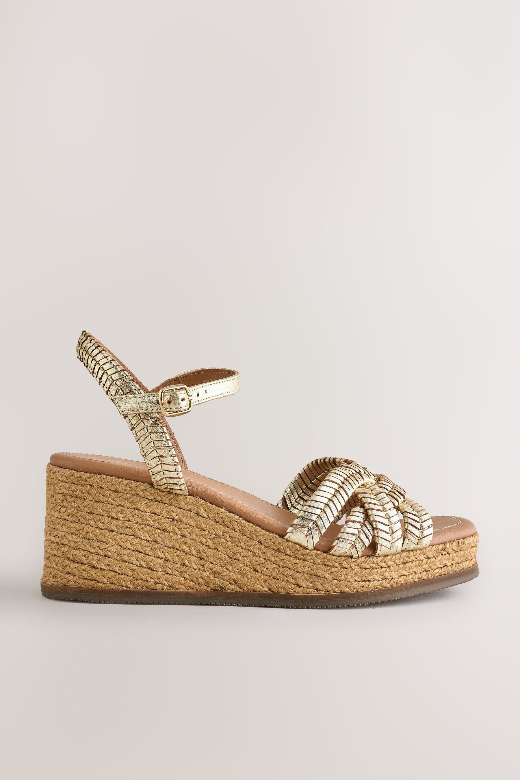 Next Forever Comfort® Leder-Wedges mit Flechtdesign Keilsandalette