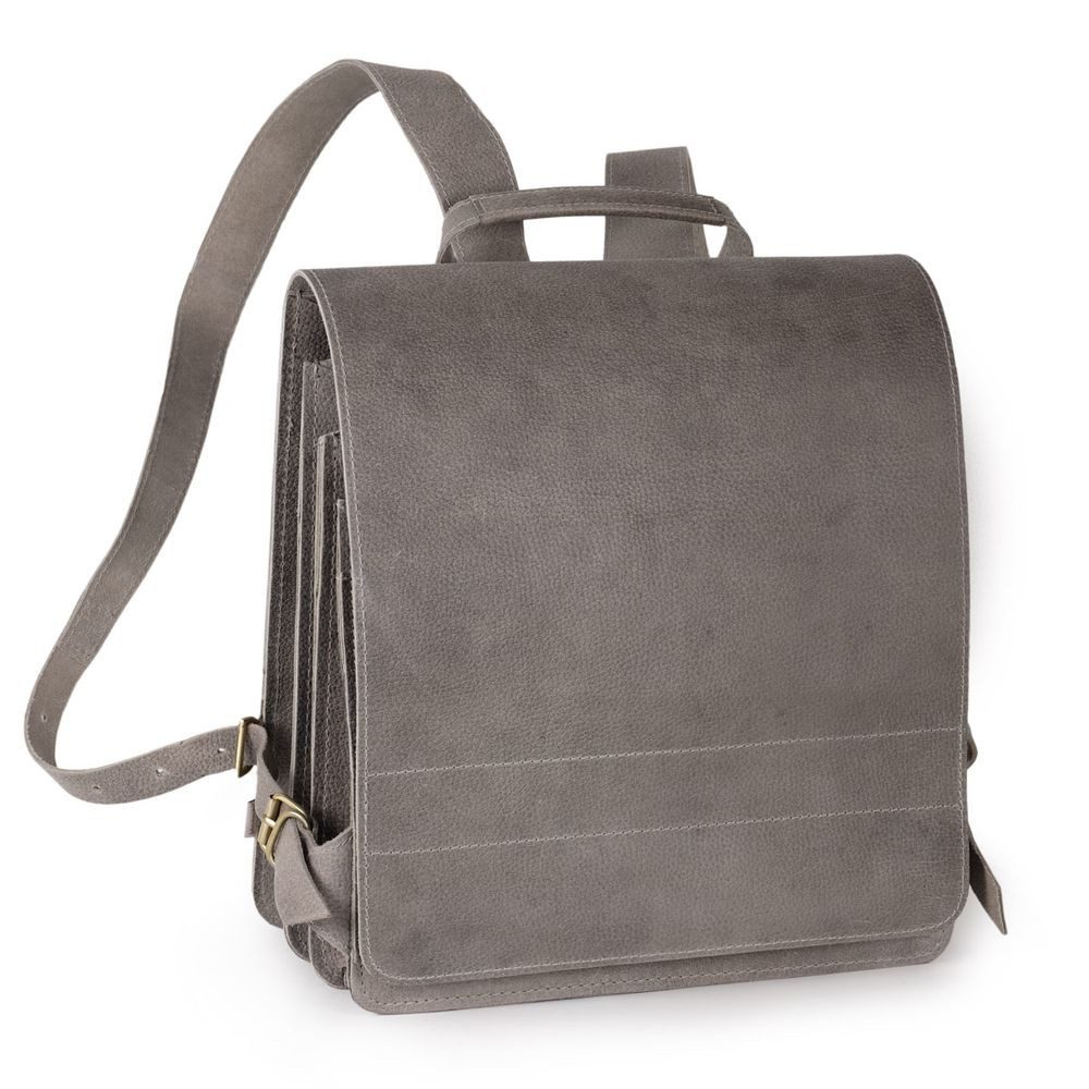 Schulrucksack Lederrucksack Lehrer-Rucksack XL Büffelleder Grau, Jahn-Tasche 670-n