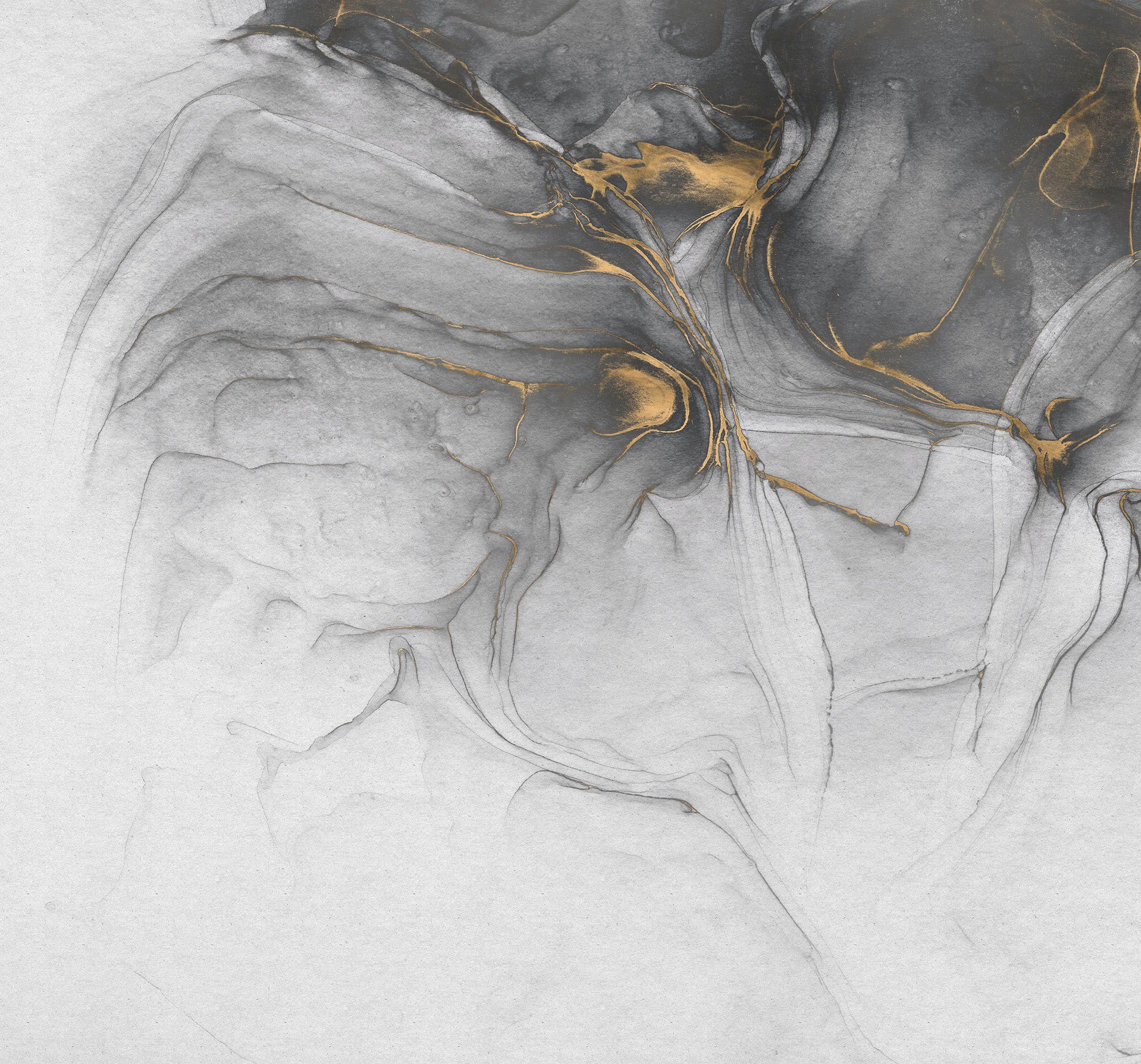 Komar Fototapete »Vliestapete Ink Gold Flow«, glatt, bedruckt, Steinoptik, realistisch, 300 x 280 cm-Otto