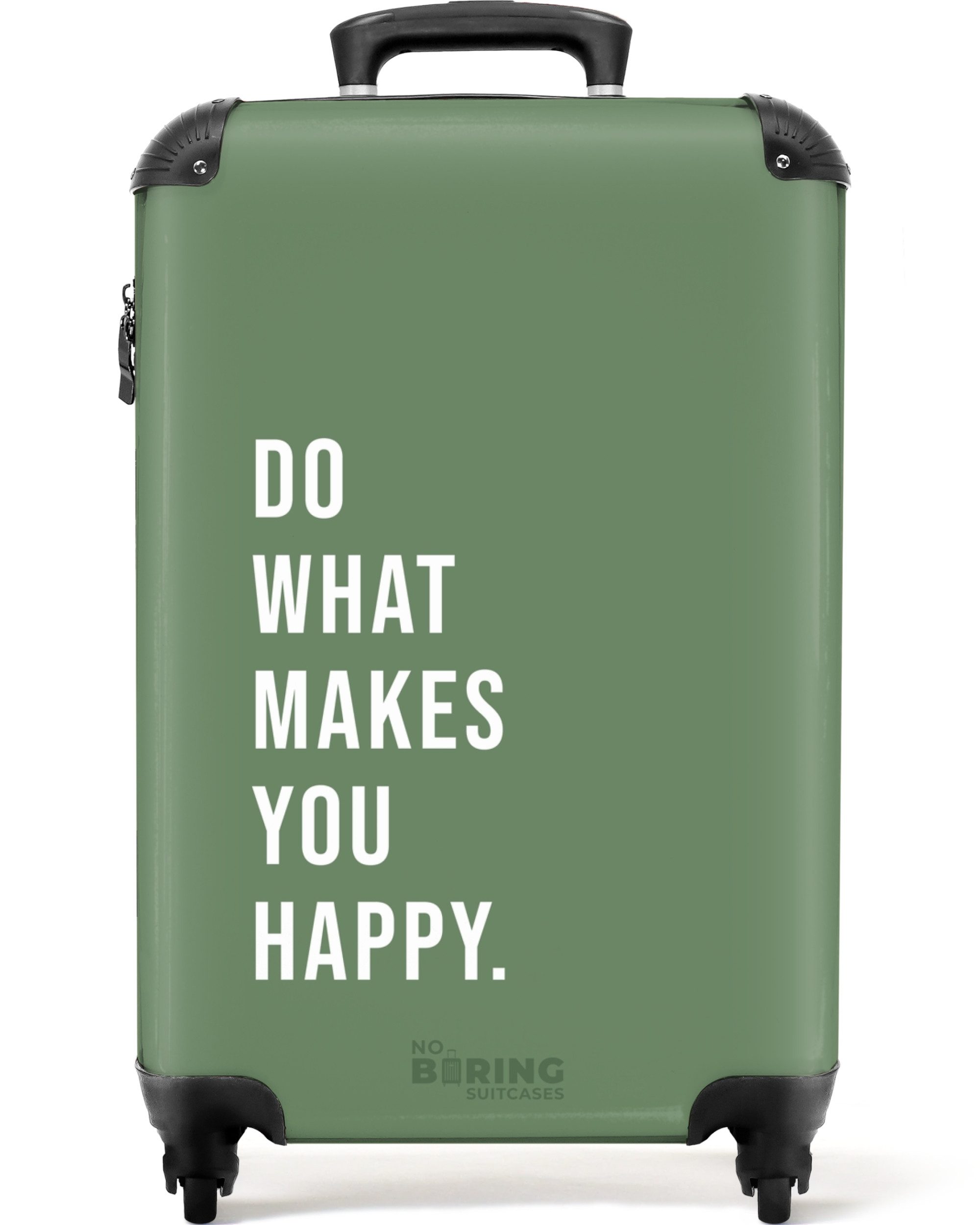 NoBoringSuitcases.com© Hartschalen-Trolley Grün mit Zitat "Tu, günstig online kaufen
