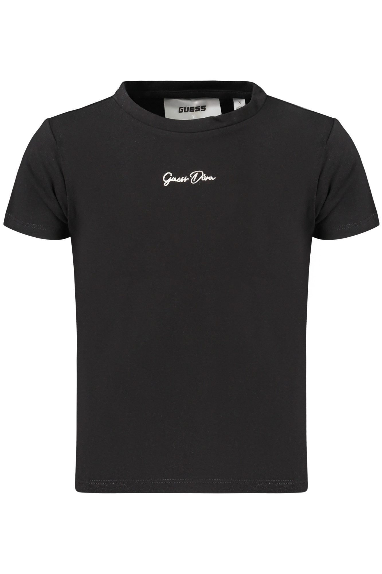 GUESS JEANS T-Shirt Schwarzes Mädchen T-Shirt mit Logo-Stickerei und
