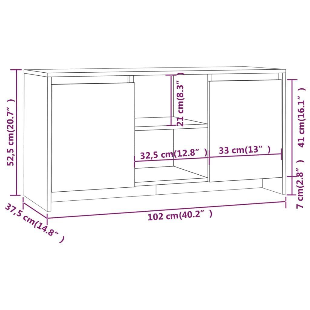 cm Schwarz TV-Schrank furnicato Holzwerkstoff 102x37,5x52,5