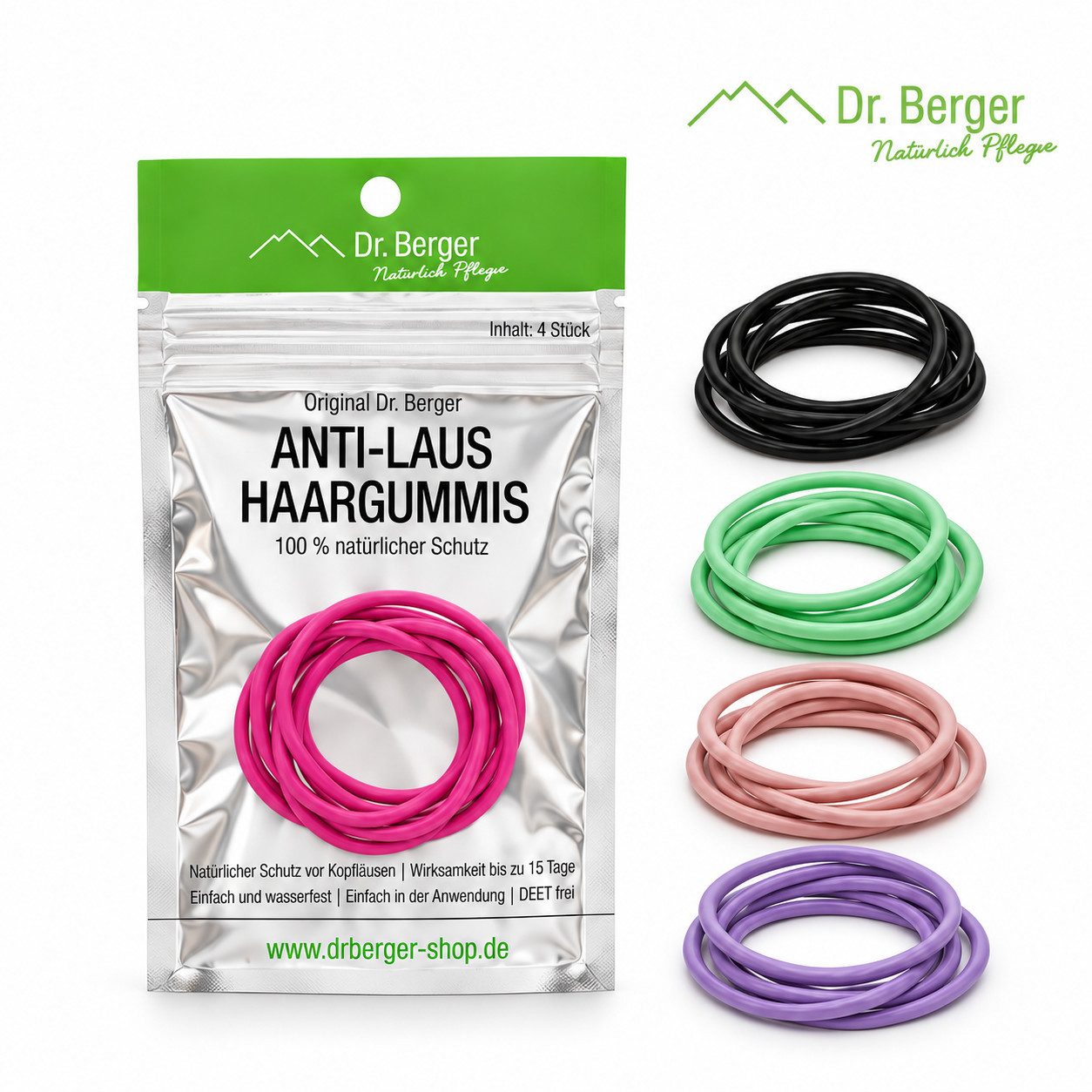 Dr. Berger Haargummi Anti-Laus Haargummis, Spar-Set, 20-tlg., 100 % natürlich - Gesunder und wirksamer Schutz bei Läusen