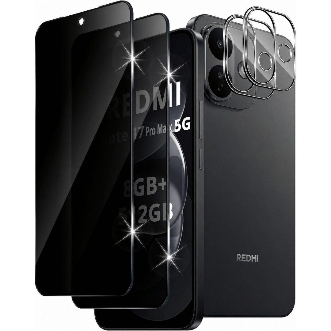 SmartUP Displayschutzglas 2x Schutzglas für Xiaomi Redmi Note 17 Pro Max 5G Blickschutz Privacy für Xiaomi Redmi Note 17 Pro Max 5G, 4 Stück, Anti-Spy, Blickschutz, Privacy