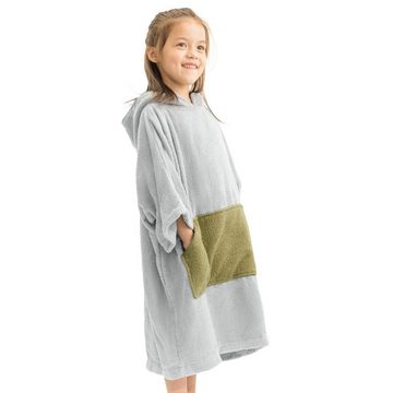 HOMELEVEL Bademantel Surf- und Badeponcho aus 100% Baumwolle für Kinder von 6-9 Jahren, Baumwolle