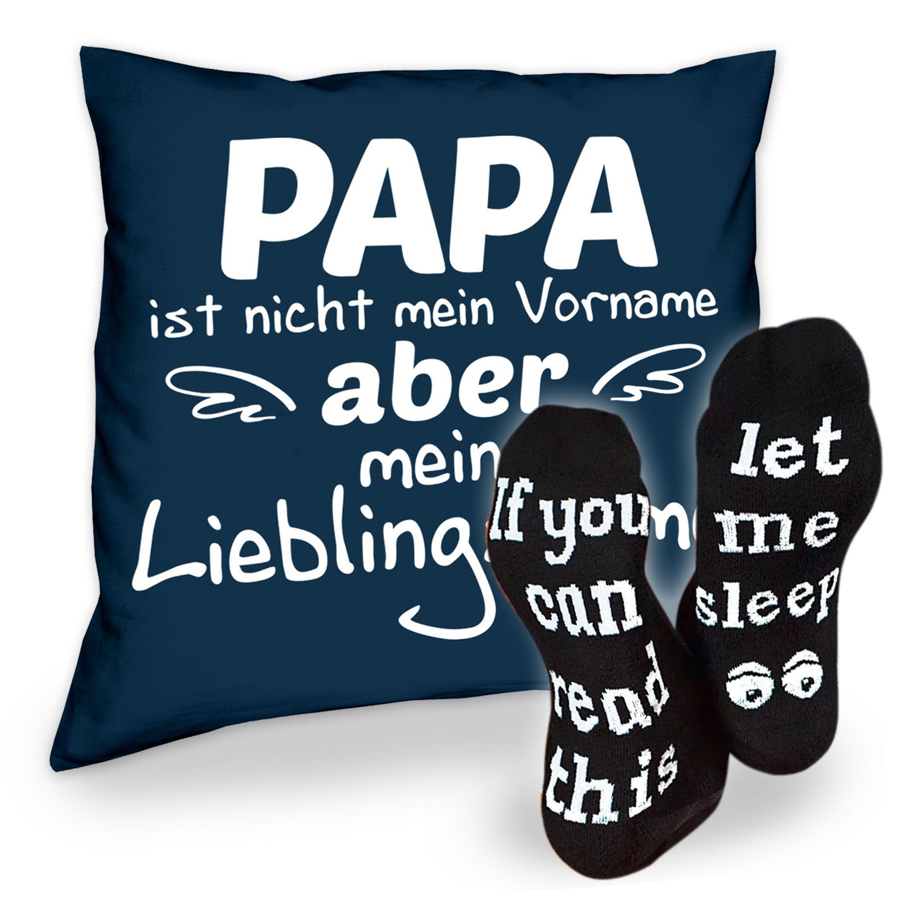 Soreso® Dekokissen Kissen Papa Lieblingsname & Sprüche Socken Sleep, Geschenkidee Weihnachtsgeschenk navy-blau