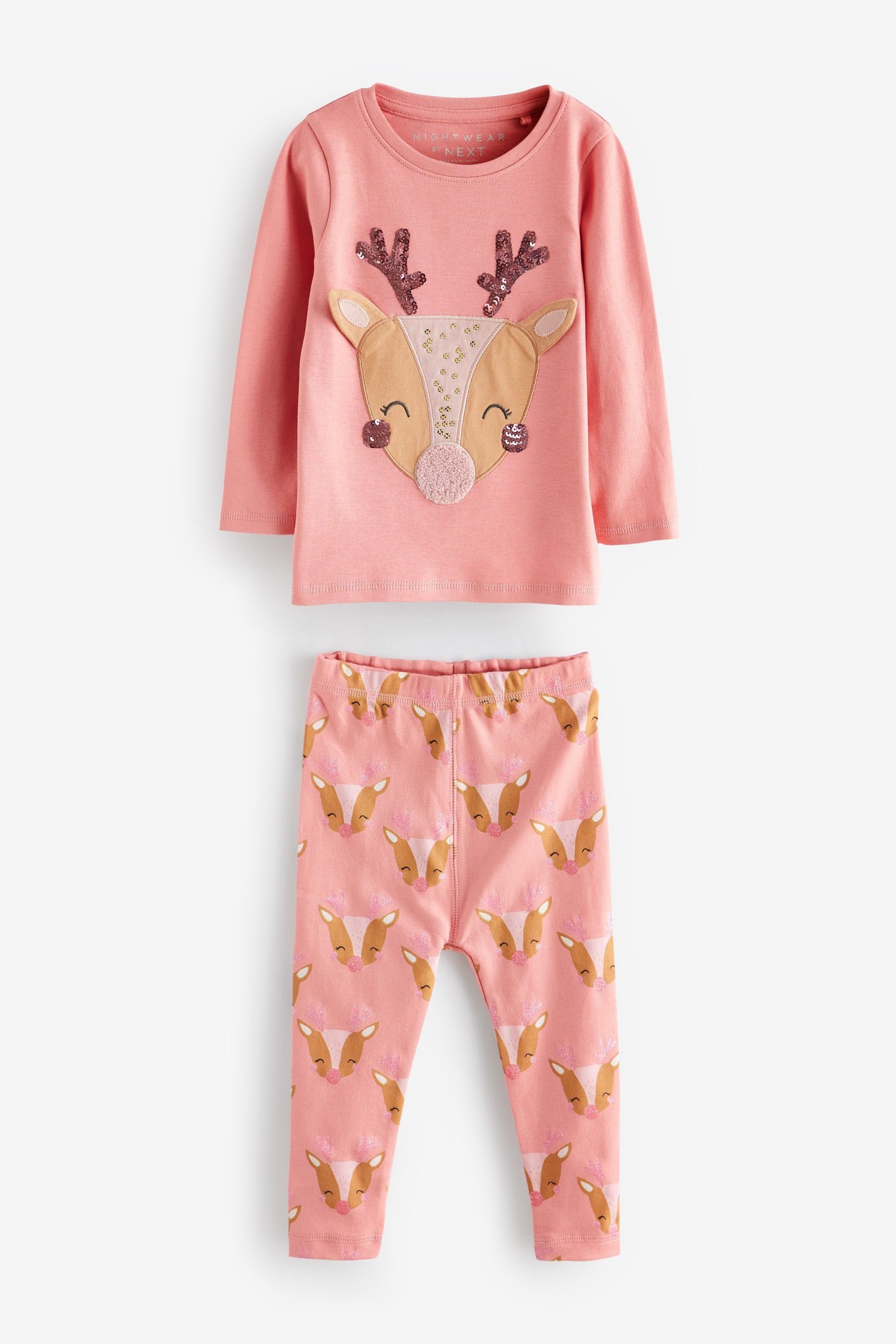 Next Pyjama Weihnachtlicher Pyjama (2 tlg) Pink Reindeer