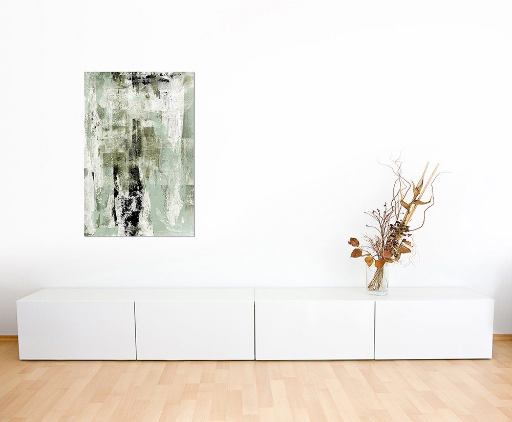 Sinus Art Leinwandbild 120x80cm Malerei Kunstwerk abstrakt beige/grün