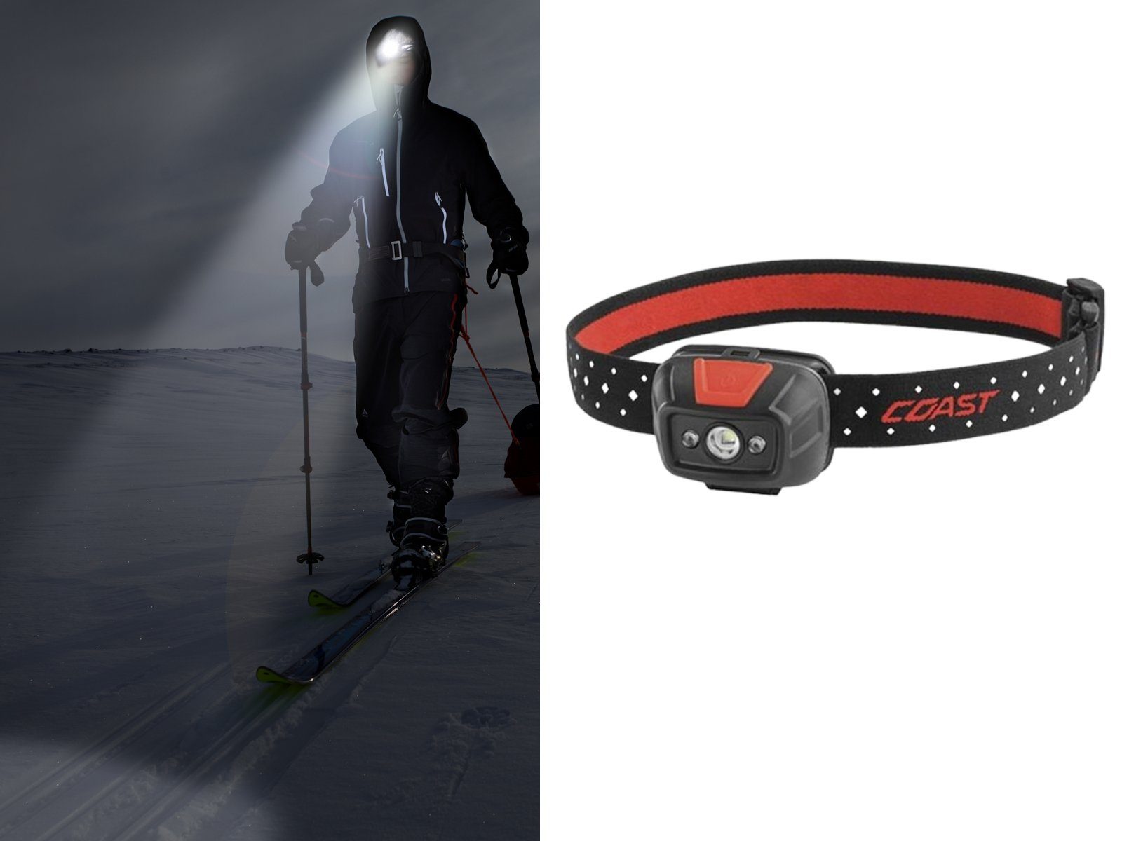 coast LED Stirnlampe, zum Joggen dimmbare Kopflampe extra helle 320 Lumen Lauflampe Outdoor