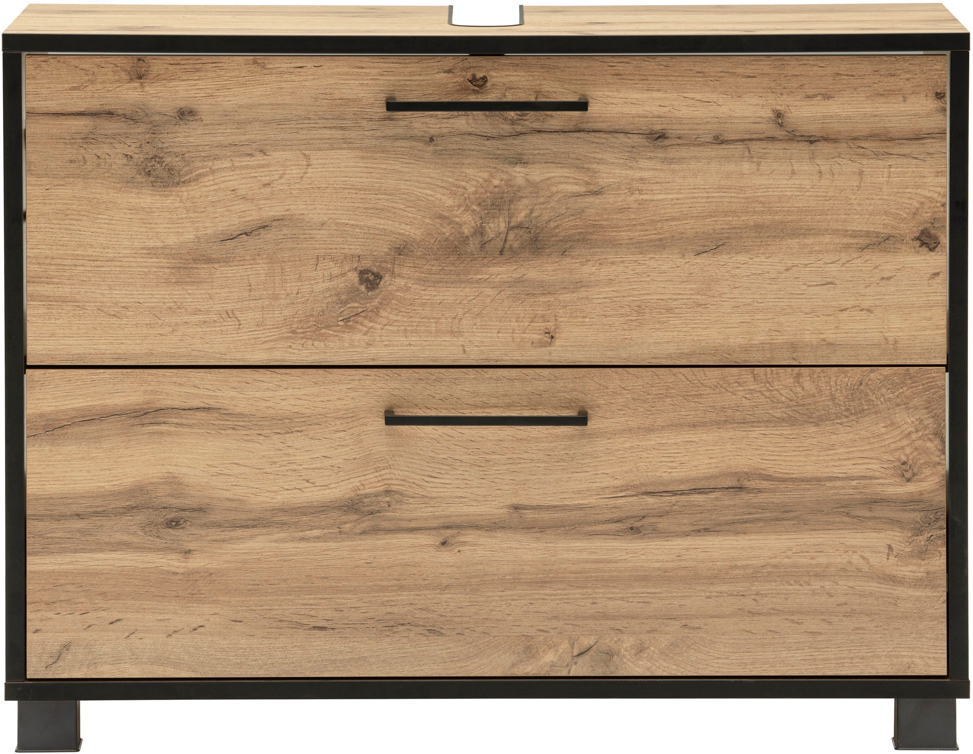 Schildmeyer Waschbeckenunterschrank MAX, 1 Klappe & 1 Schublade, Breite 80,2 cm, MADE IN GERMANY (1-St) gedämpfte Liftbeschläge, MADE IN GERMANY