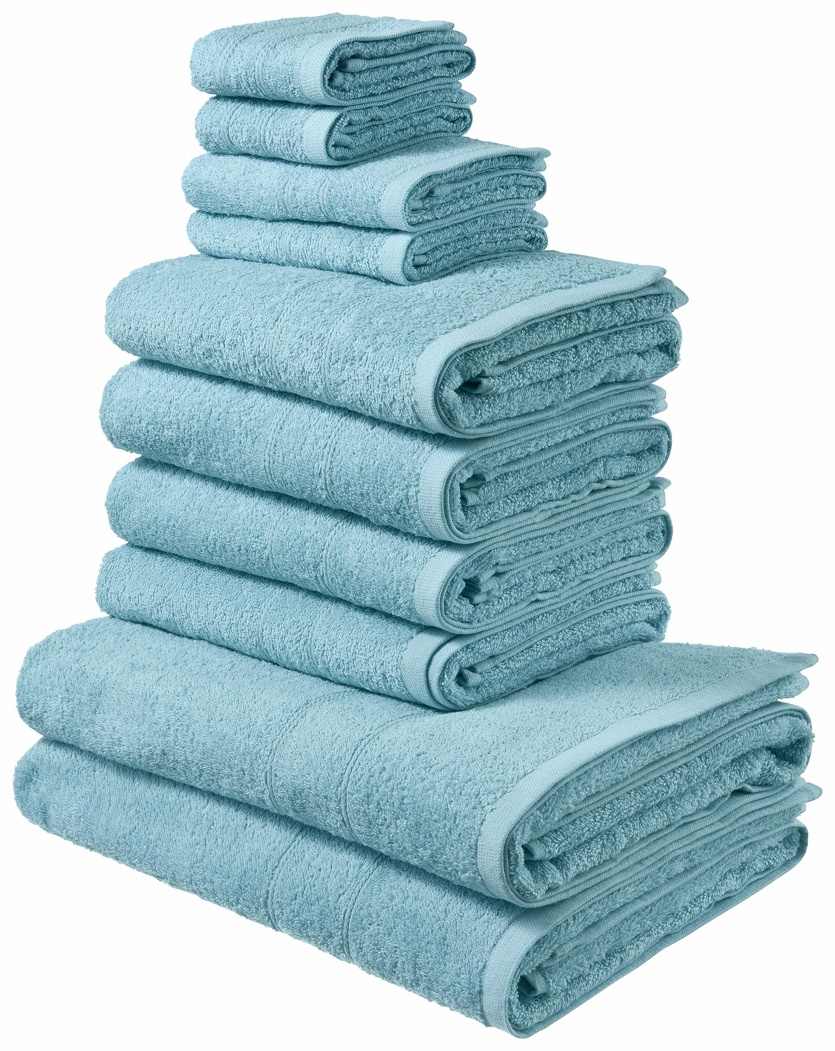 OTTO home Handtuch Set Inga, 3 Qualitäten, Duschtücher, Handtücher, Gästetücher, Seiftücher, Walkfrottier (10-St), Handtücher mit feiner Bordüre, 100% Baumwolle