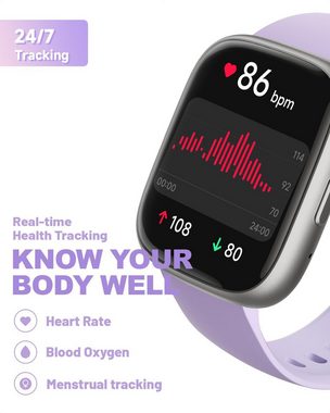 TOOBUR Damen's Fitness Tracker IP68 Wasserdicht Smartwatch (1,83 Zoll, Android/iOS), mit Herzfrequenz/Schlaf/100 Sports Schrittzähler, nrufannahme/Anrufe