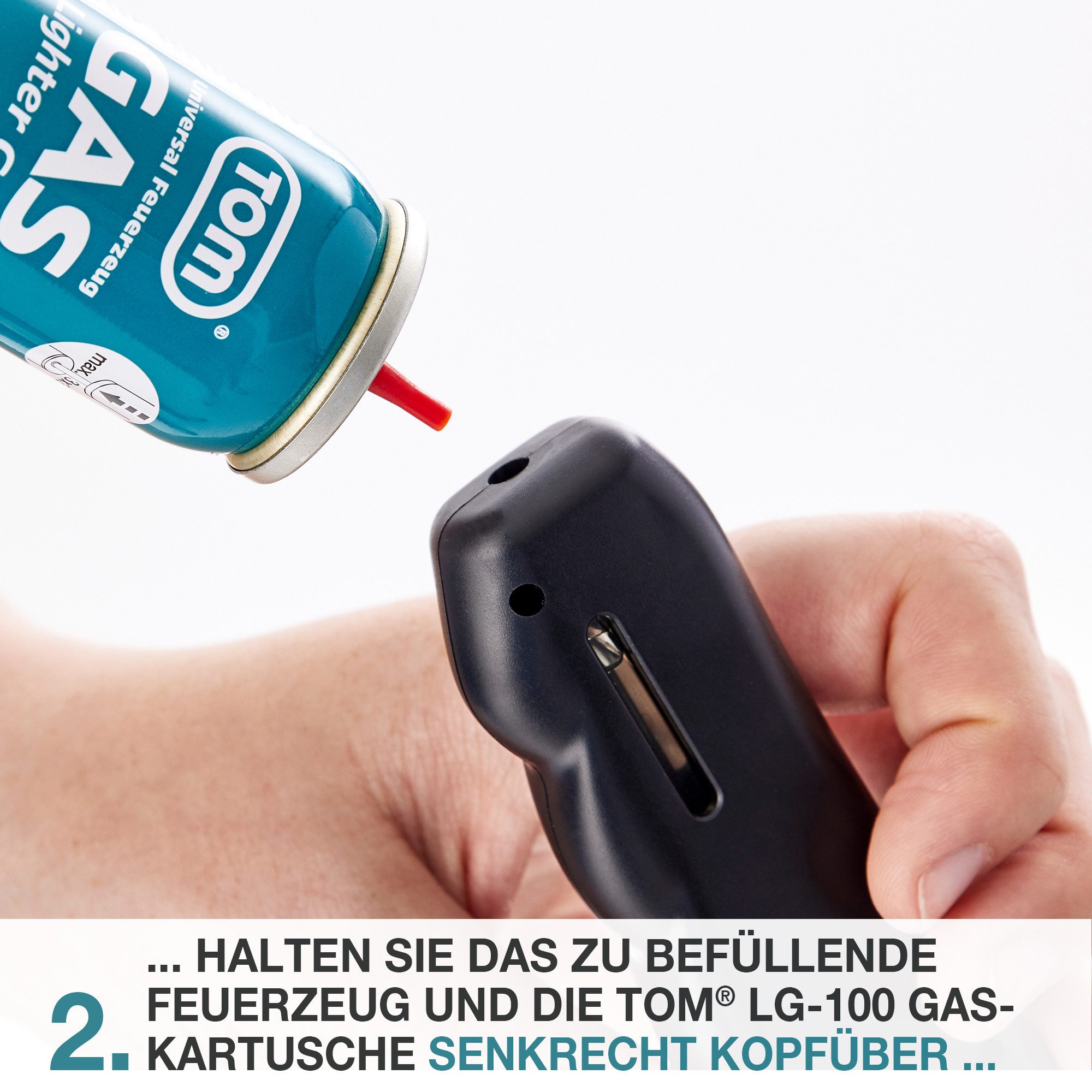 TOM Gas 100ml Feuerzeuggas 5er Set inklusive Adapter, Butangas, Nachfüllgas – Bild 3 von 5