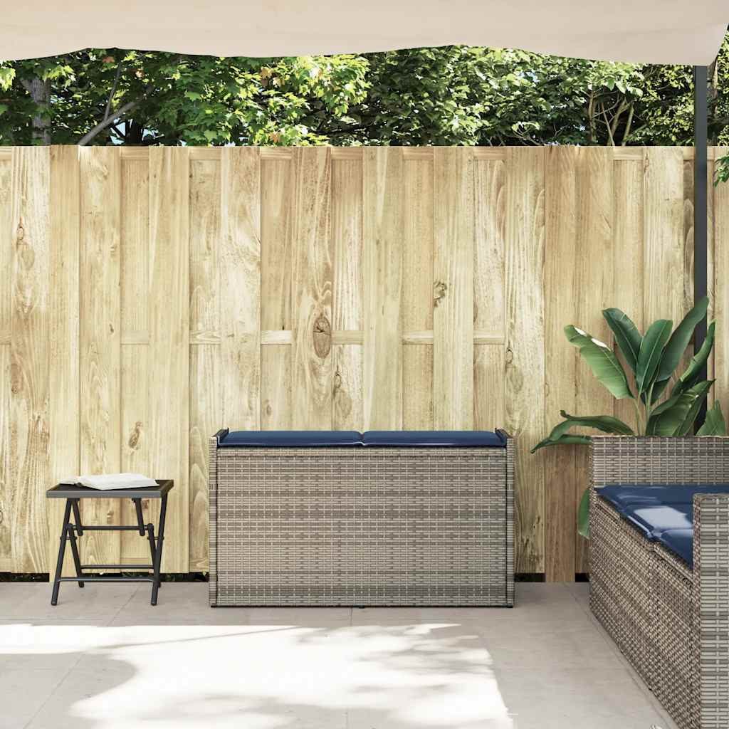 vidaXL Gartenbank Outdoor-Sitzbank mit Stauraum und Kissen Grau 100 cm (1-St)