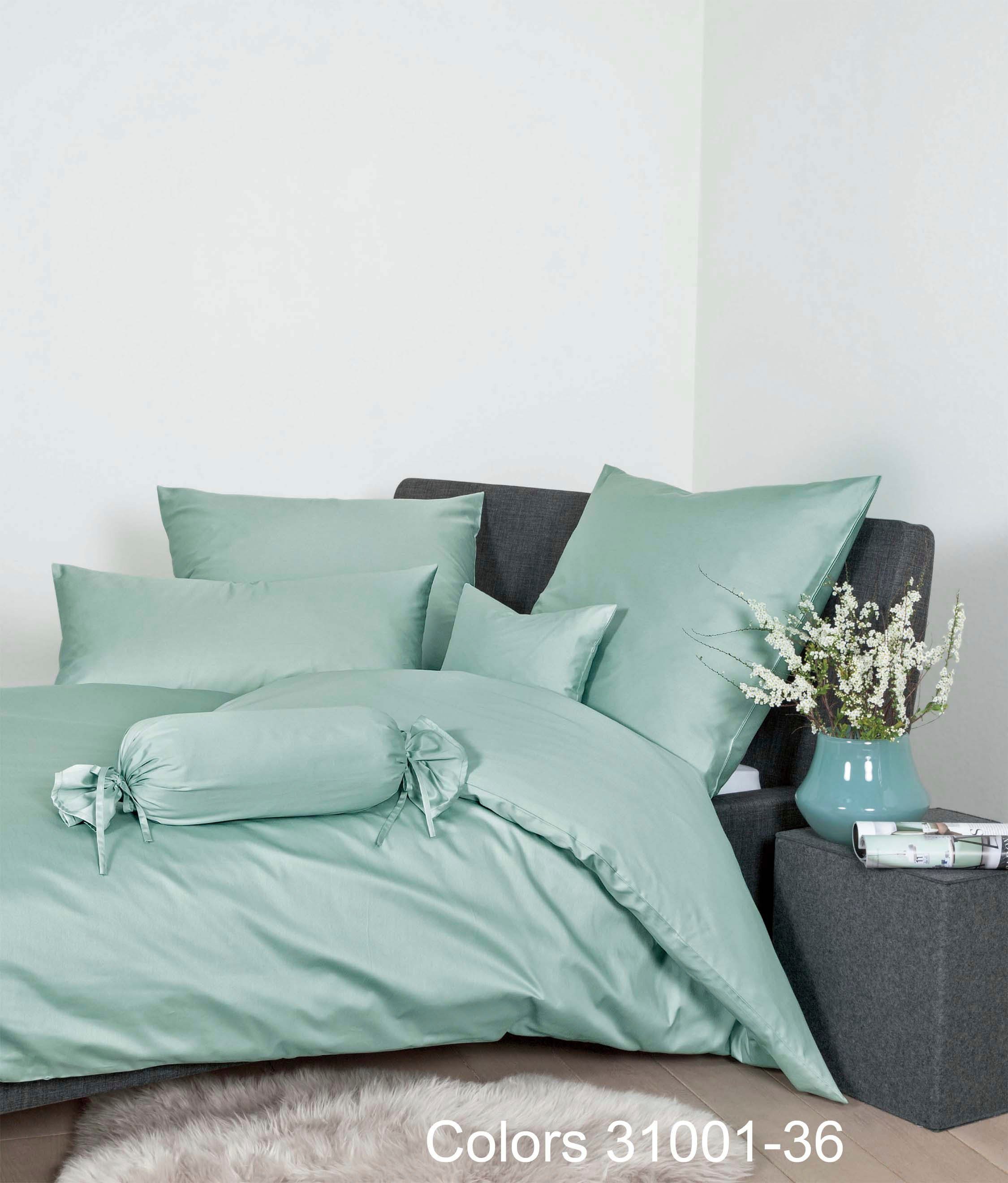 Janine Bettwäsche Colors, Mako-Satin, 3 teilig, feinfädige uni Bettwäsche für alle Jahreszeiten, Markenreißverschluss