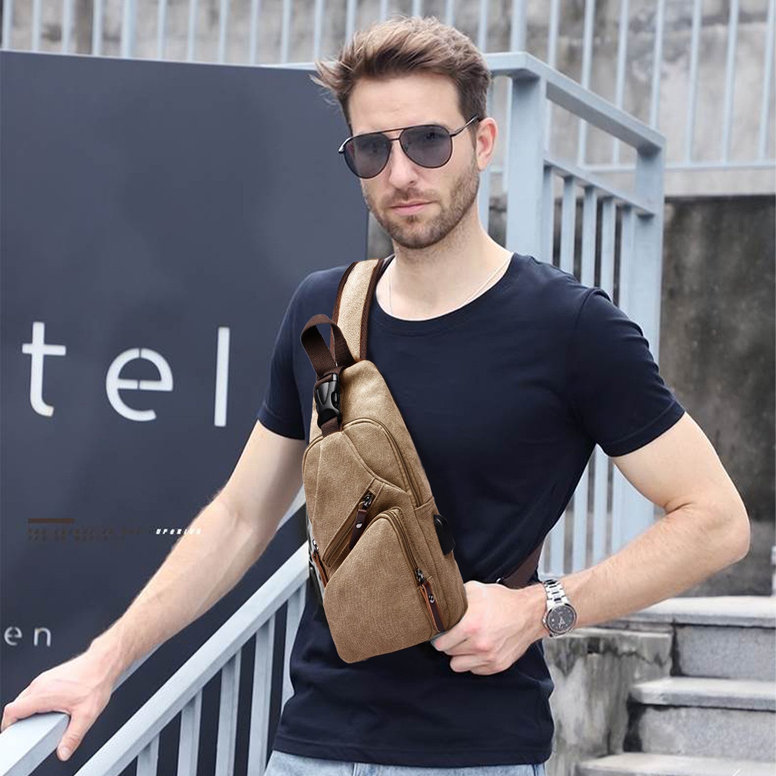 TAN.TOMI Umhängetasche Brusttasche Herren, Schultertasche Herren günstig online kaufen