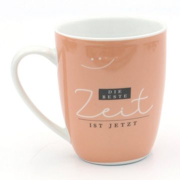 Dekohelden24 Tasse Kaffeebecher / Tasse aus Porzellan, Motiv: Die beste Zeit ist jetzt., Porzellan