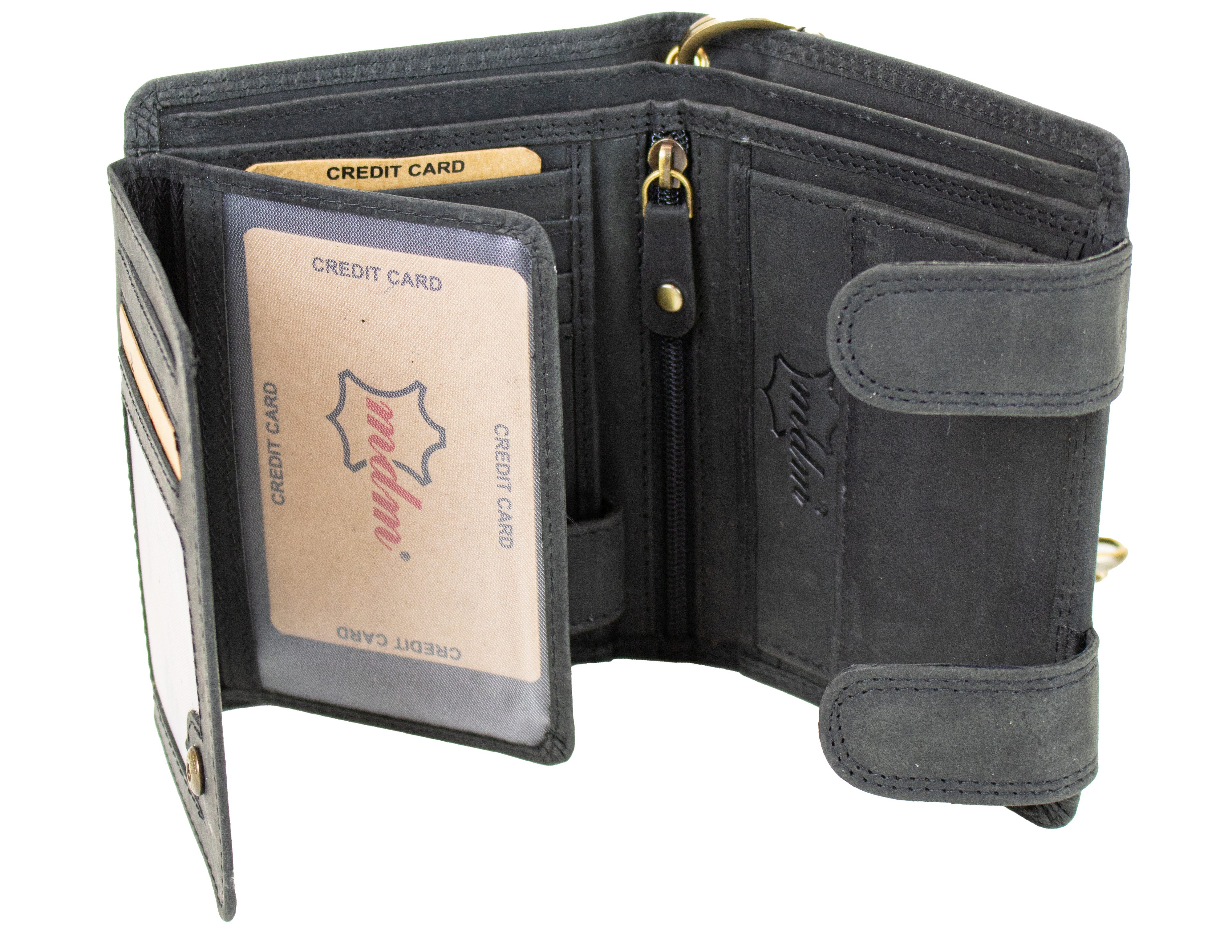 MDM Geldbörse Geldbörse echt Leder Biker Portemonnaie mit Kette, 100 % Rindsleder, mit stabiler Kette, RFID-Schutz, Vintage-Design – Bild 3 von 3