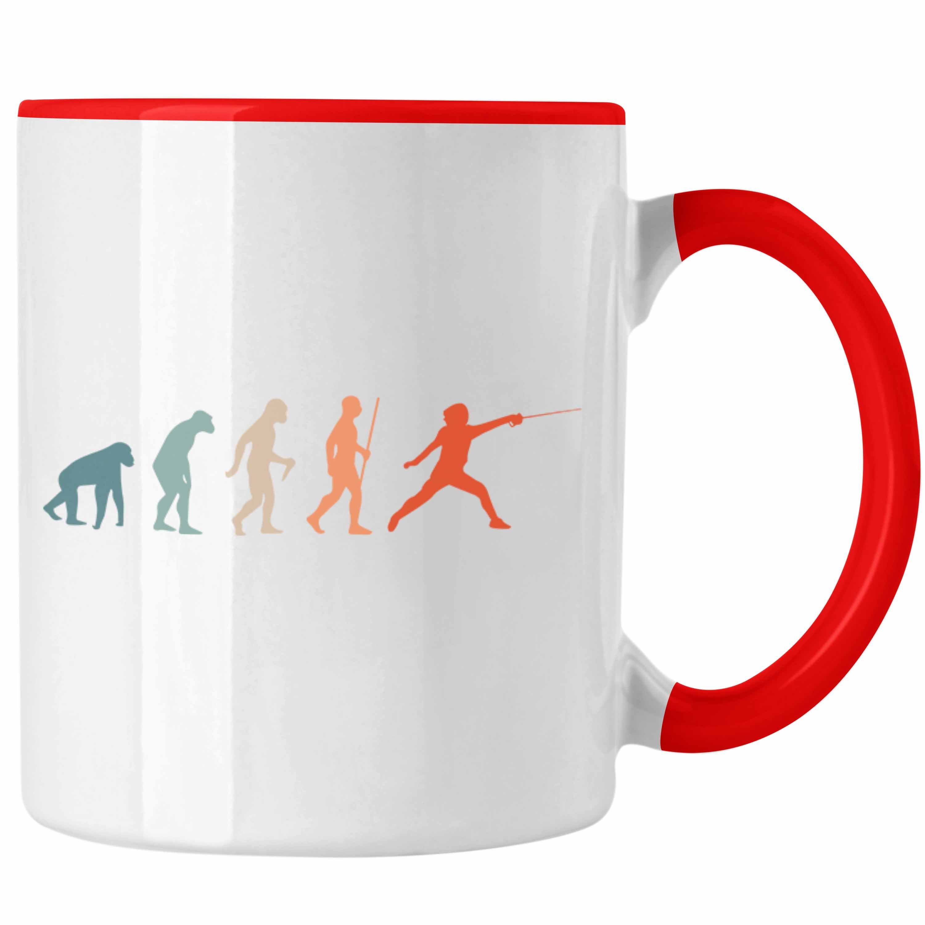 Trendation Fechten-Tasse Lustige Geschenk Evolution Fechter Rot Tasse für