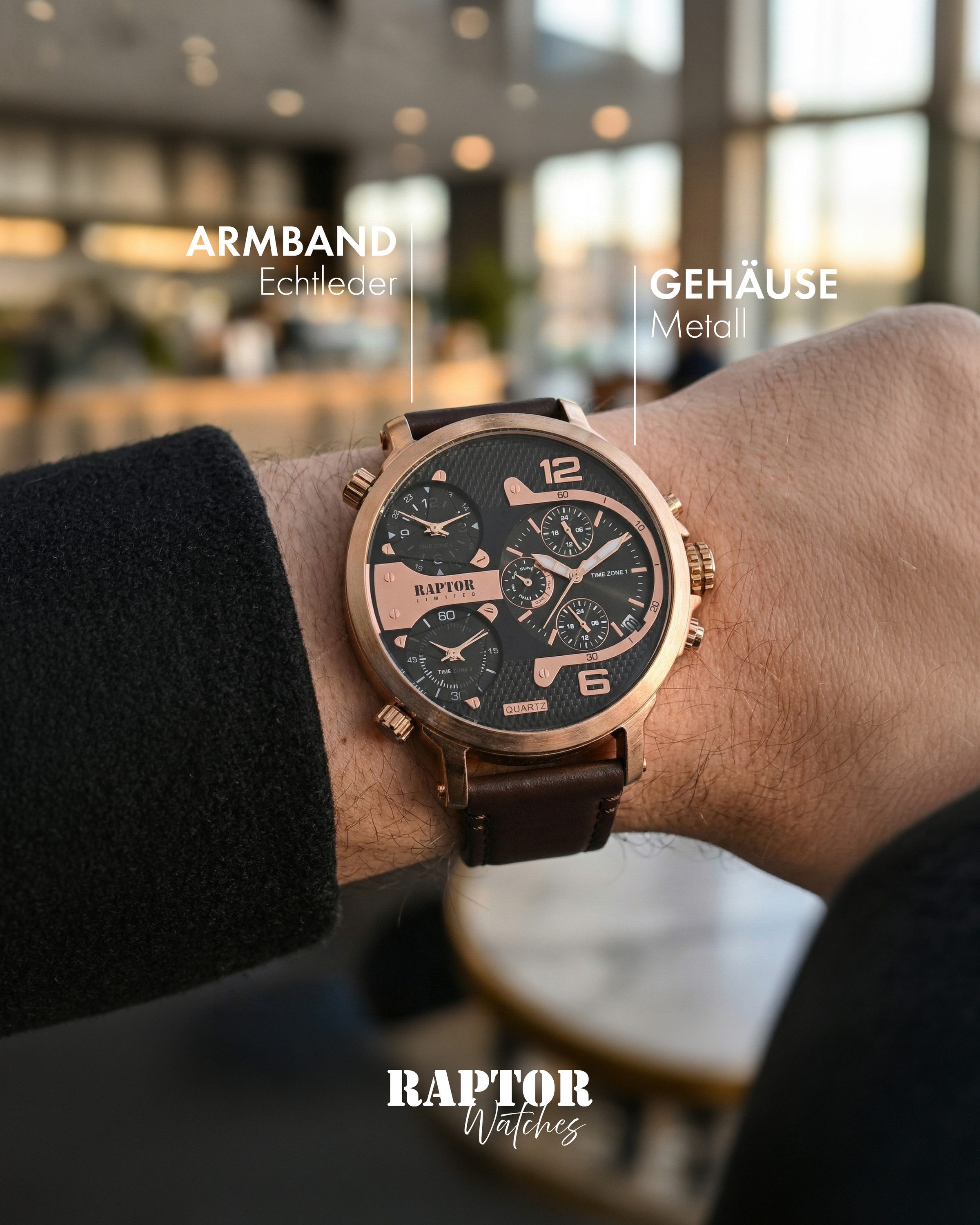Raptor Limited Quarzuhr Maxx, silberfarbig, Datumsanzeige