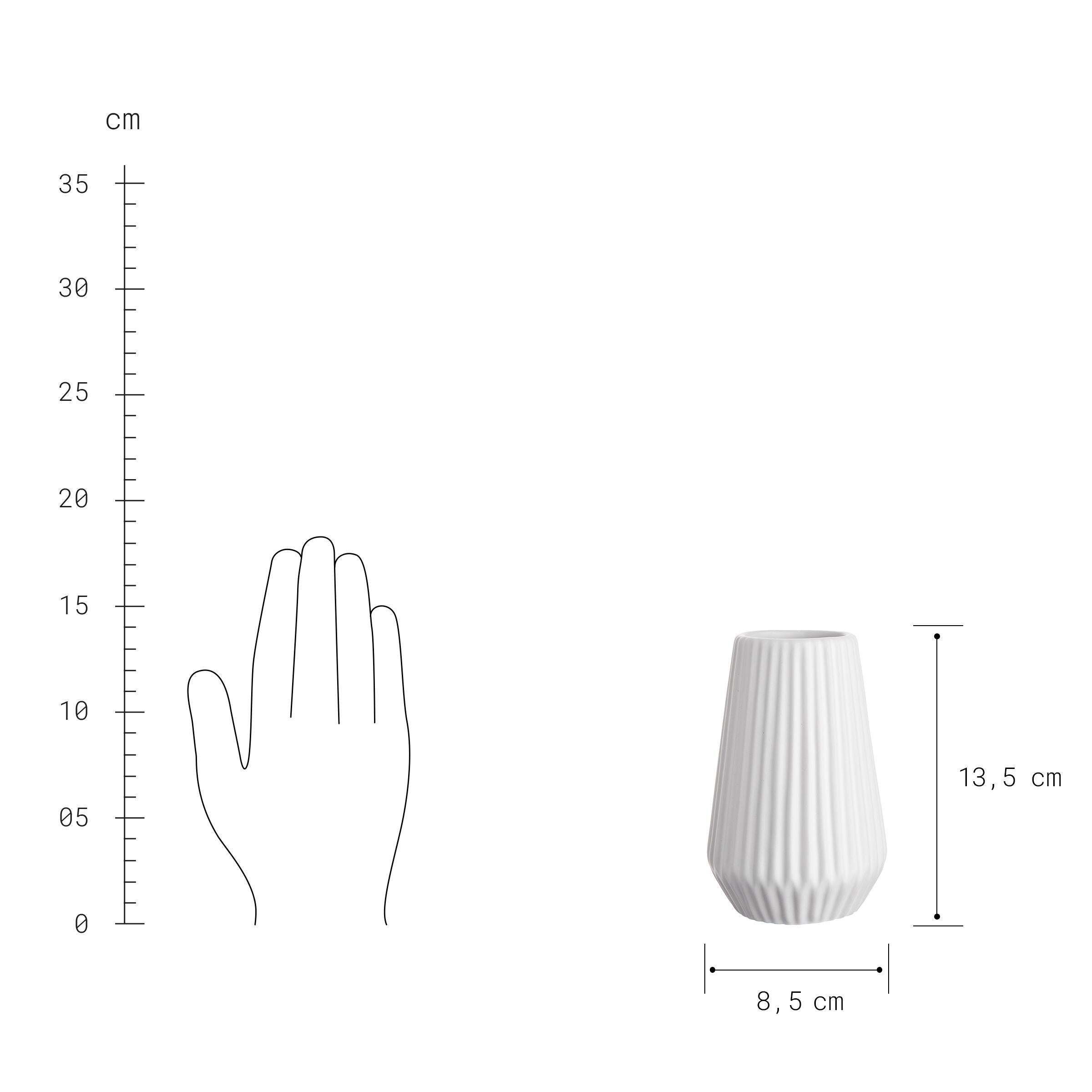 BUTLERS Dekovase RIFFLE Vase Höhe Weiß 14cm