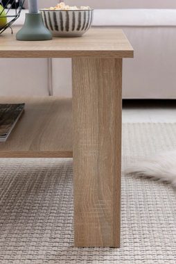 furnicato Couchtisch Gina Sonoma Eiche 60x60 cm Design Holztisch mit Ablage, Wohnzimmertisch
