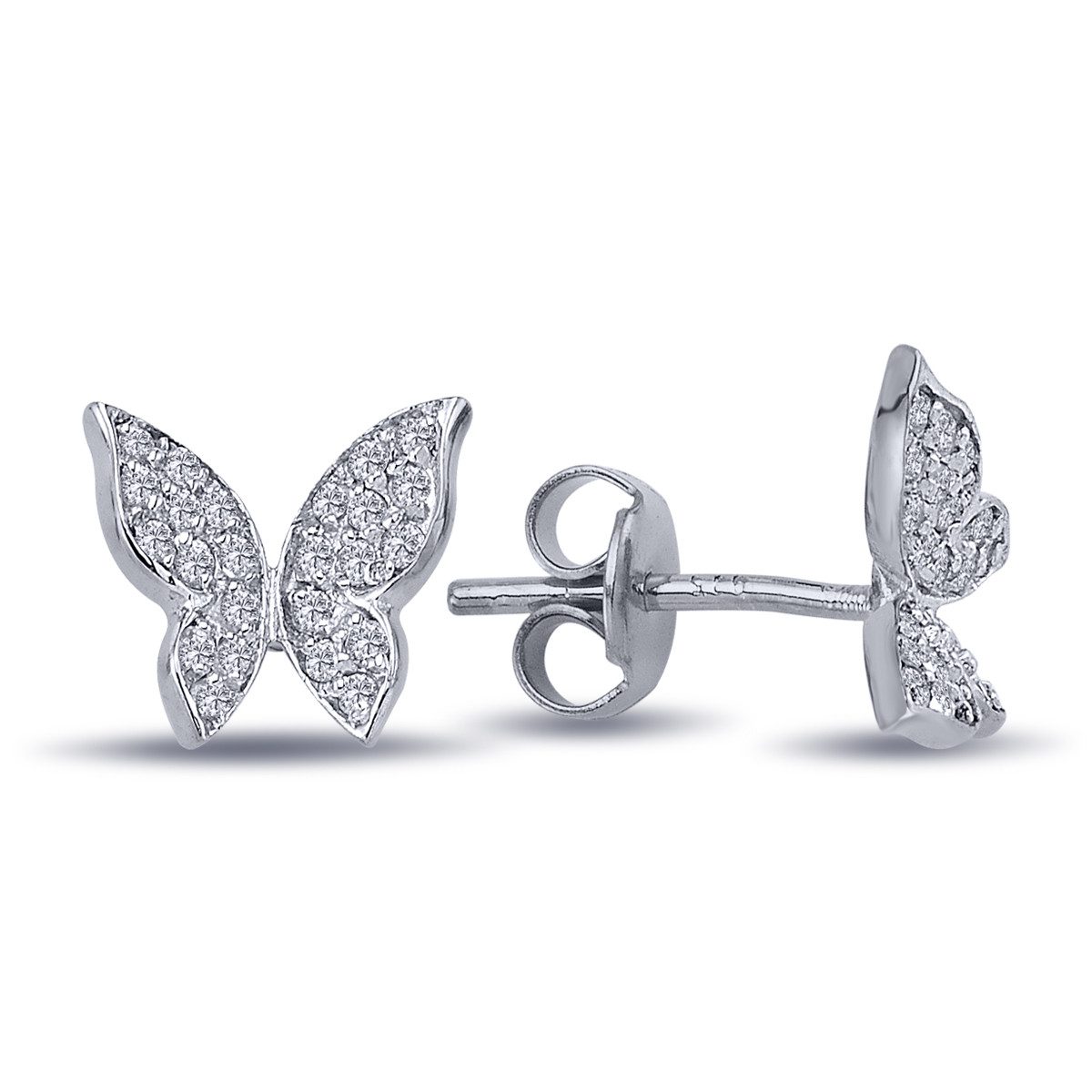 EinStein Diamant Paar Ohrstecker Schmetterling Diamanten Brillant Ohrstecker 14 Karat Weißgold