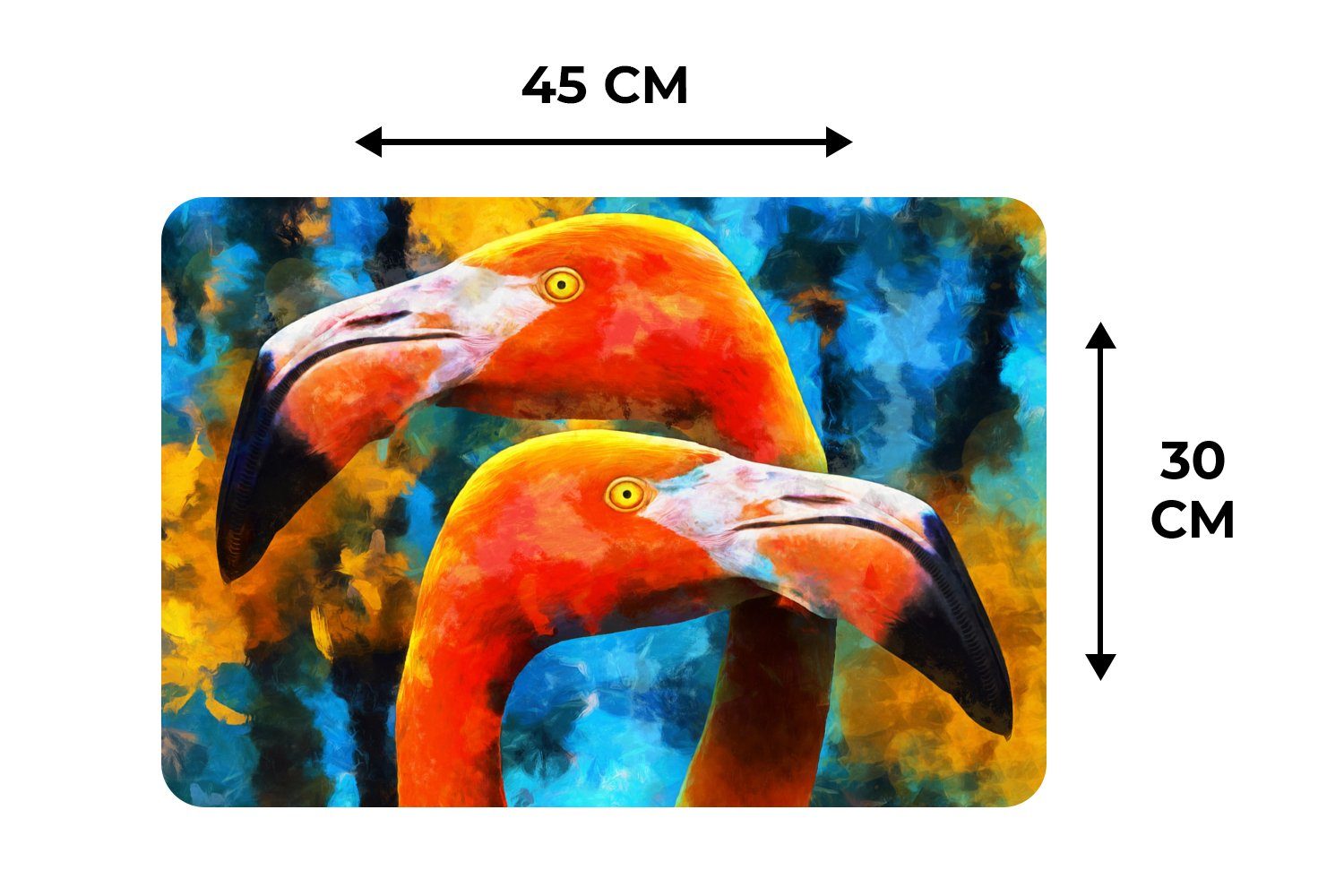 Flamingo, (6-St), Tischmatten, - Schmutzabweisend Platzdecken, Platzmatte, Platzset, Ölfarbe Gemälde - Platzset, MuchoWow,