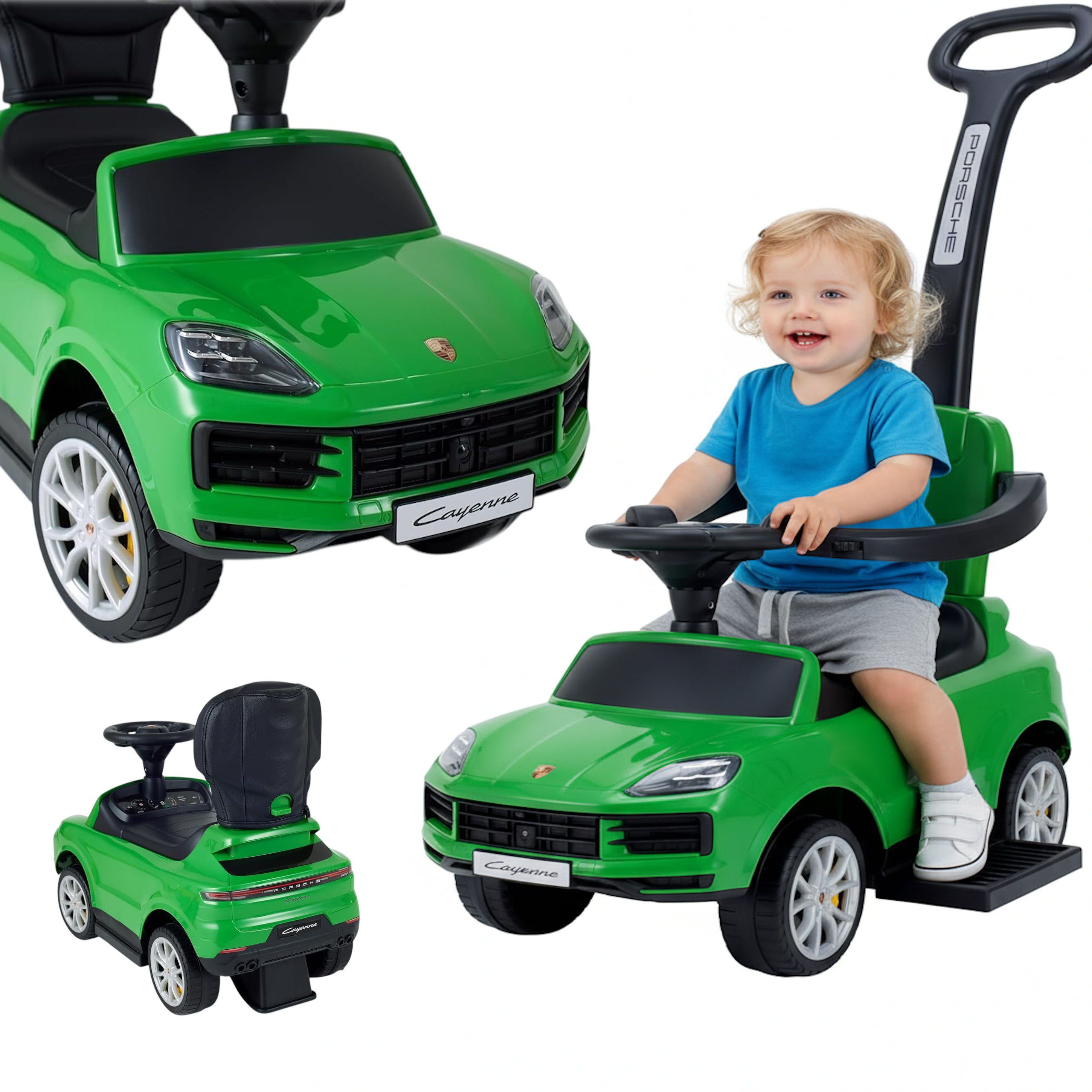 COIL Rutscherauto Babyrutscher, Kinderauto, Schiebeauto, 3in1, mit Druckgriff, interaktives Lenkrad, Musik- und Hupenknöpfe, ab 12 Monaten