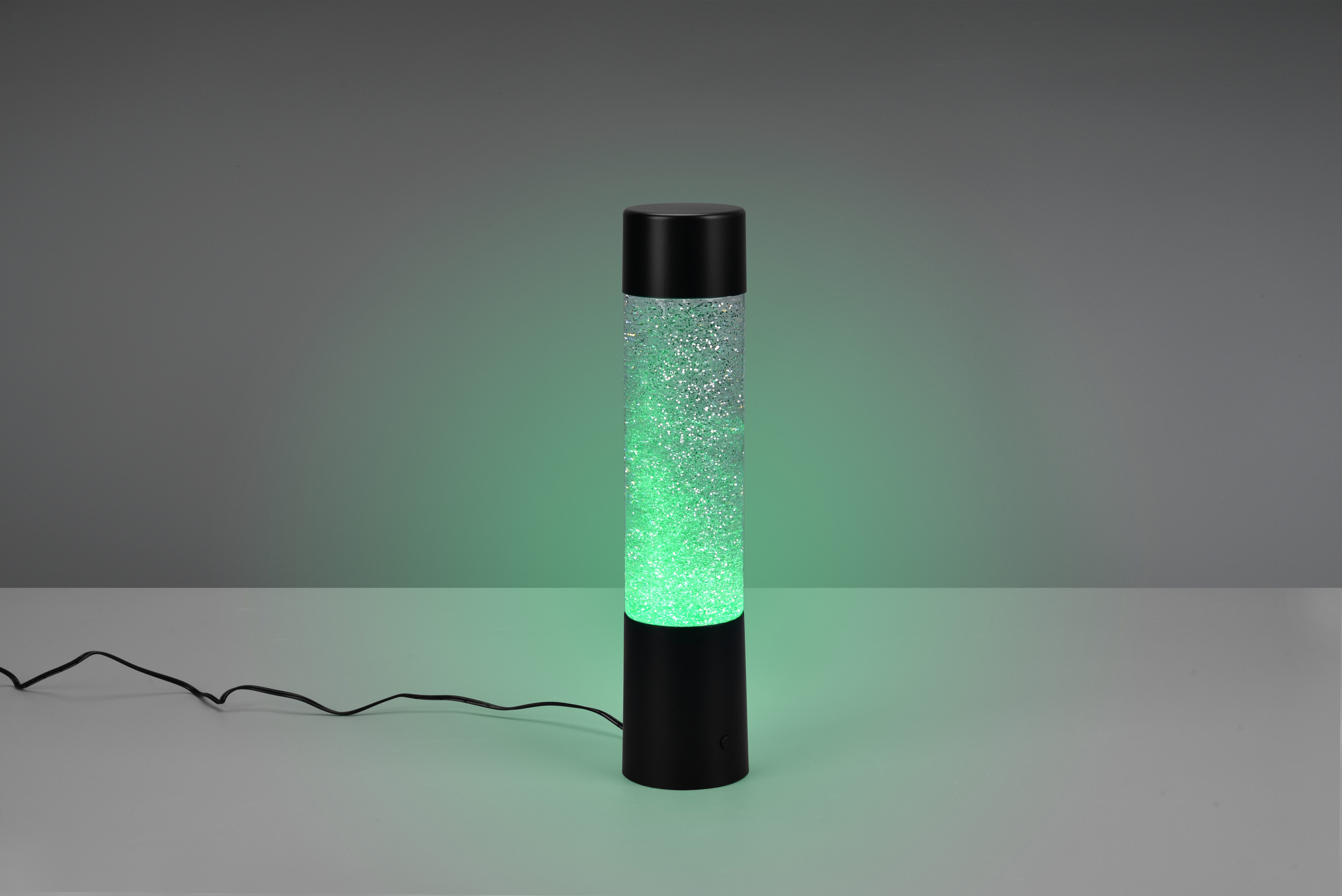 Reality Leuchten LED Tischleuchte GLITTER, LED Wassersäule mit RGB Farbwechsel Glitzeroptik Kinderzimmer, Ein-/Ausschalter, Farbwechsel, LED fest integriert, RGB, Tischlampe Wasser Farbeffekte gelb grün blau Höhe 34cm LED Kinderlampe