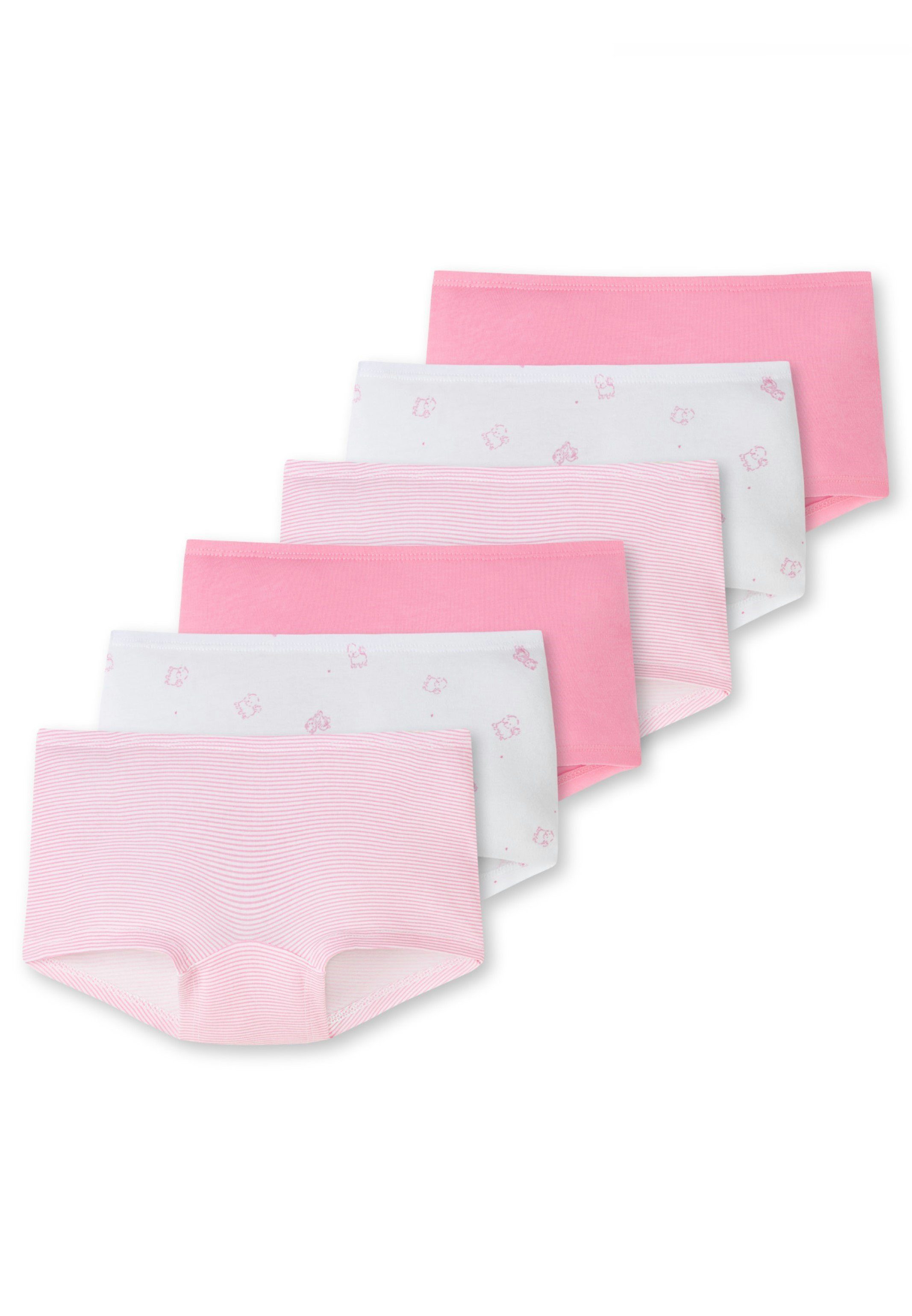 Schiesser Panty 6er Pack Kids Girls 95/5 Organic Cotton (Spar-Set, 6-St) Short Slip - Baumwolle - Weiß/Rosa-912