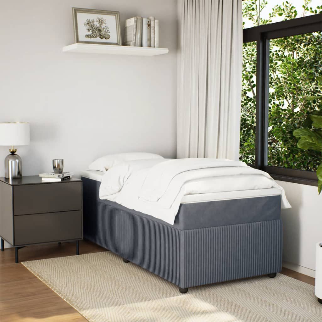 vidaXL Bett Boxspringbett mit Matratze Dunkelgrau günstig online kaufen