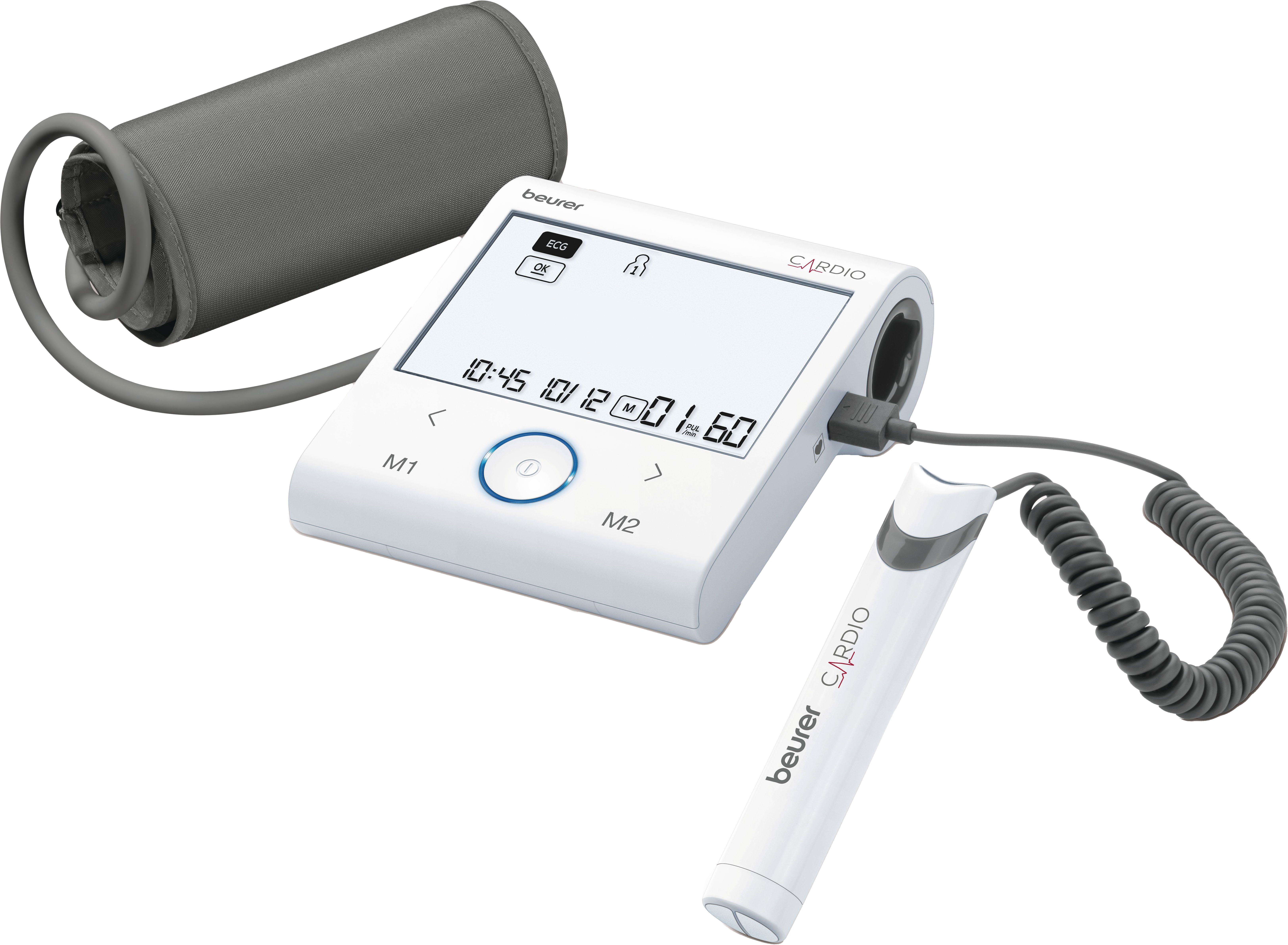 BEURER Oberarm-Blutdruckmessgerät Beurer BM 96 Blutdruckmessgerät mit EKG-Funktion, Mit 1-Kanal EKG zur Aufzeichnung des Herzrhythmus