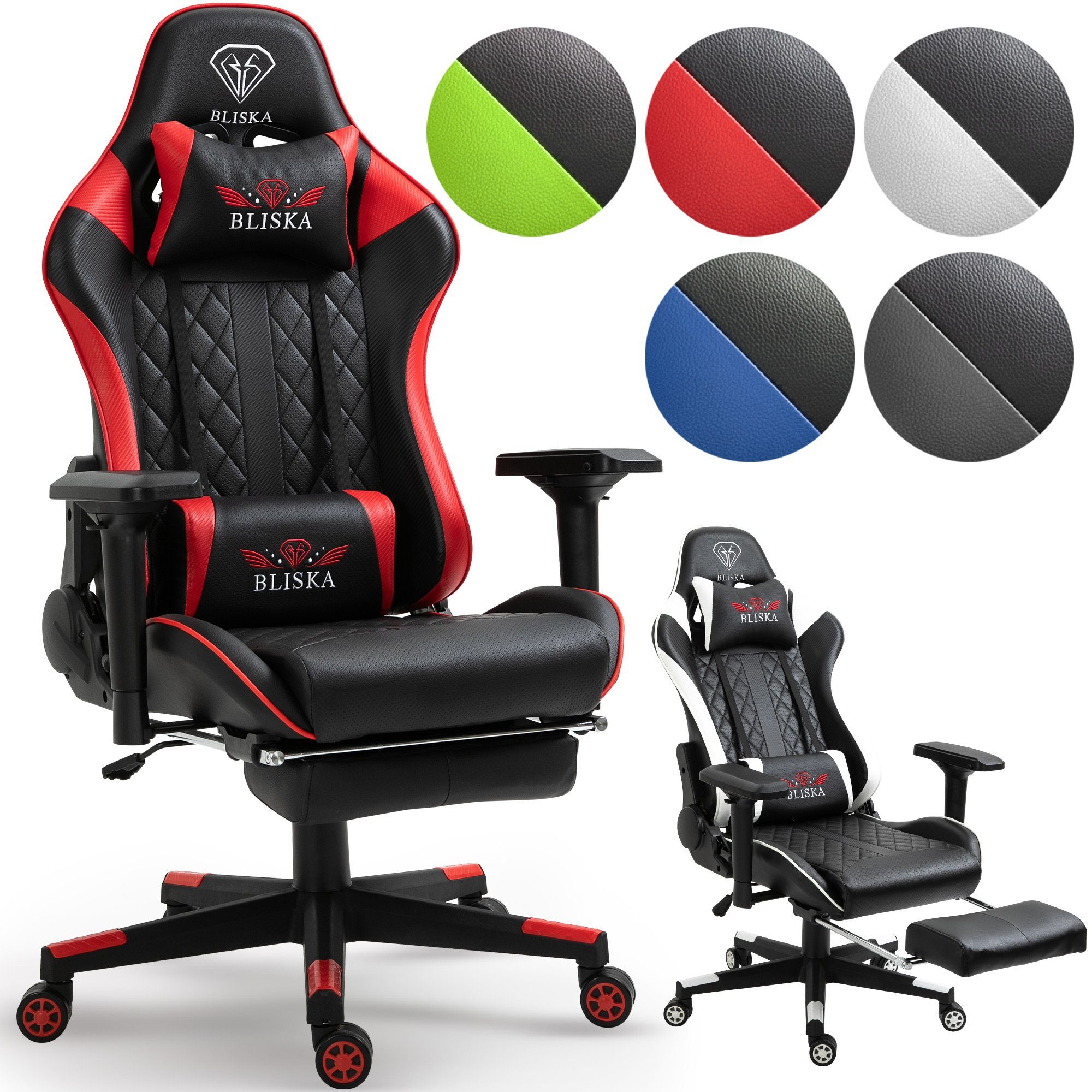 (1 Gaming und 4D-Armlehnen Bürostuhl mit Harold Stück), Chefsessel Stuhl im TRISENS Fußstütze Schwarz/Grau Racing-Design