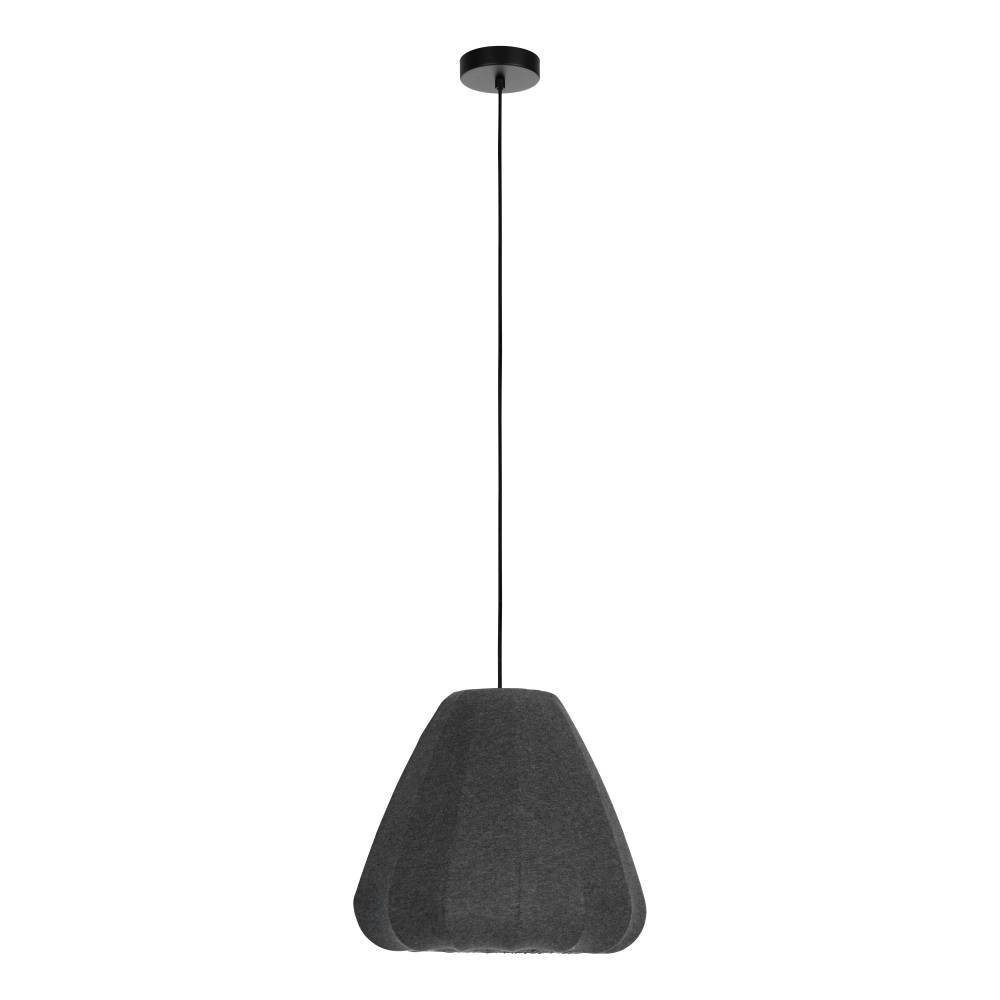 EGLO Hängeleuchte BARLASTON, ohne Leuchtmittel, Pendelleuchte, Esszimmerlampe, Textil, Grau, Metall, Schwarz, Ø 35cm