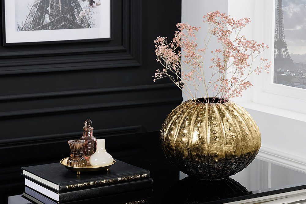 riess-ambiente Dekovase ABSTRACT 30cm gold (Einzelartikel, 1 St), Wohnzimmer · Dekoration · Metall · Kugel · Handmade · Hammerschlag