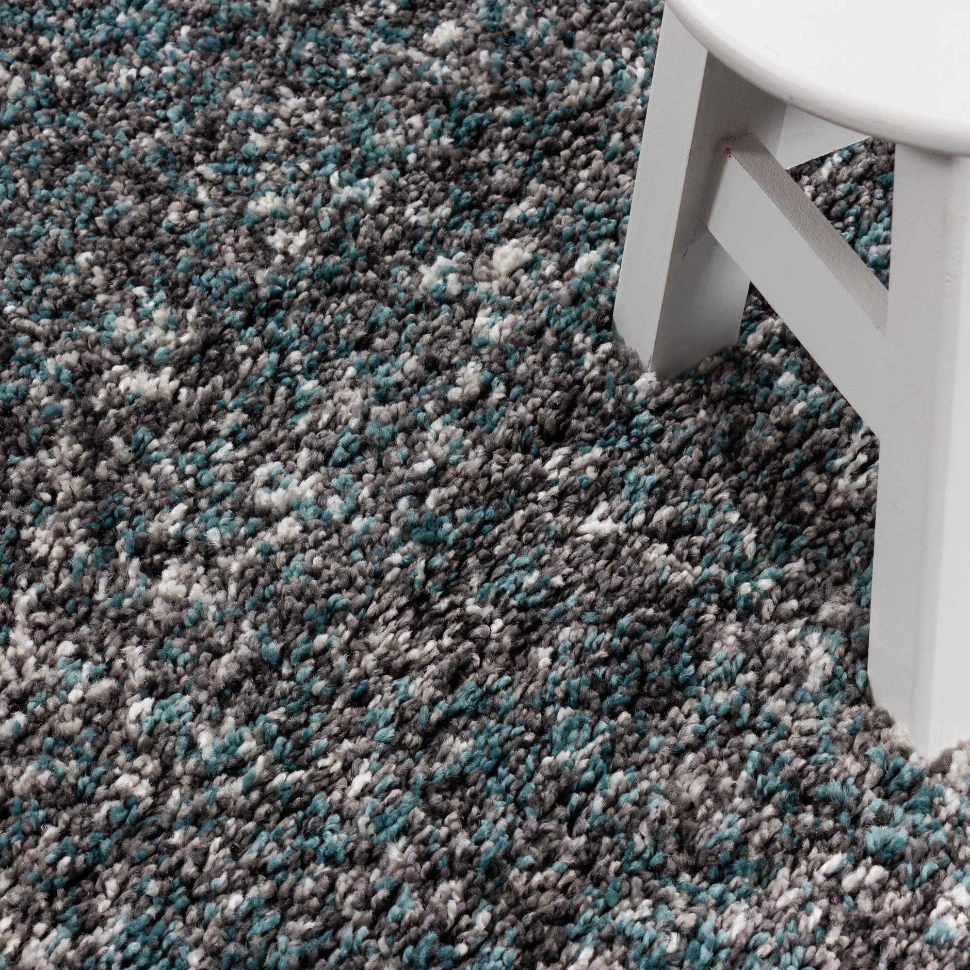 Teppich Blau 30 mm, Teppium, Meliert Teppich Wohnzimmer Rund, Höhe: Design,