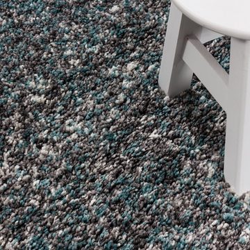 Teppich Meliert Design, Teppium, Rechteckig, Höhe: 30 mm, Teppich Meliert Design Teppich Blau Vintage-Stil Teppich Wohnzimmer