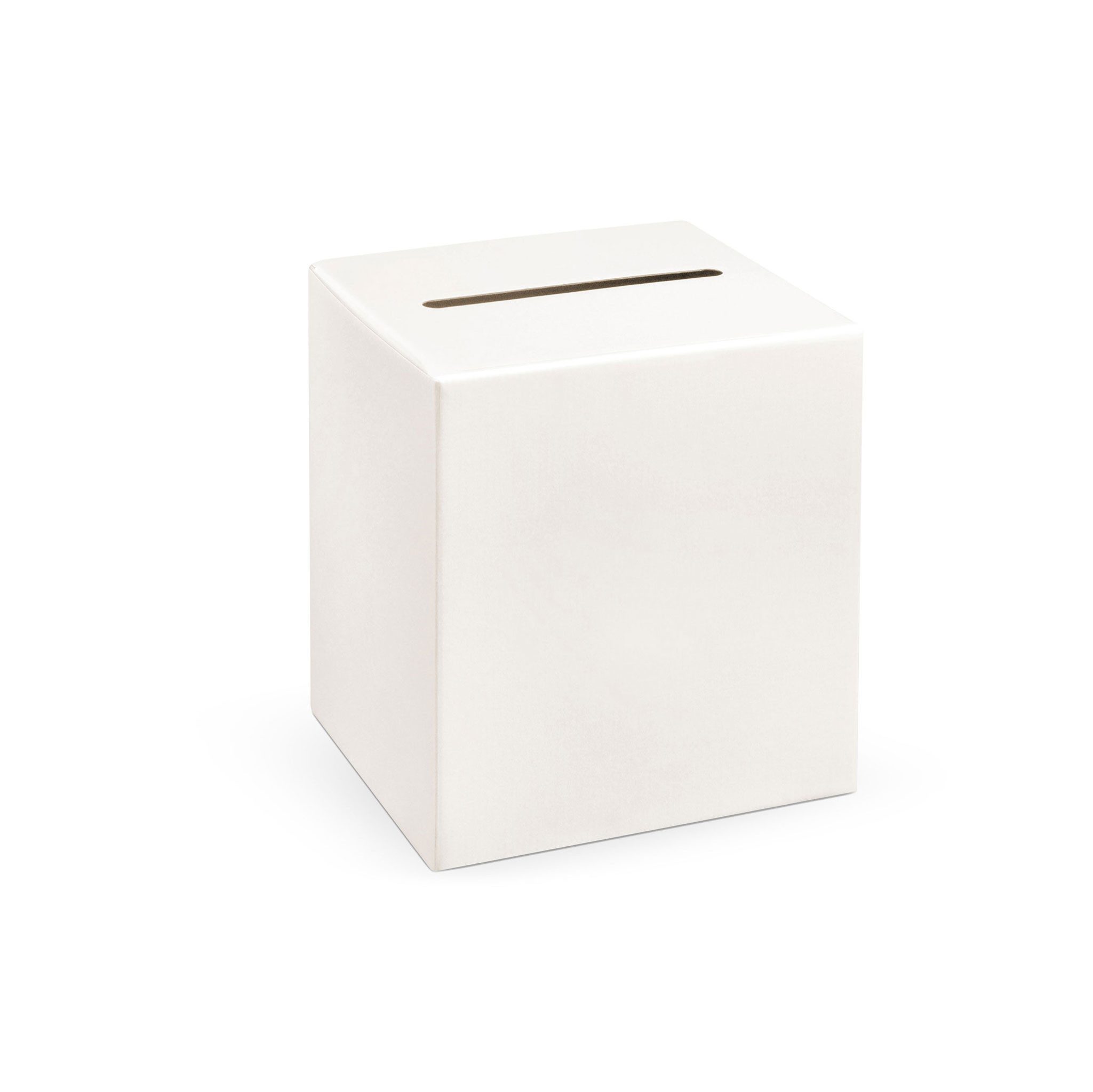 partydeco Dekokiste, Kartenbox mit Schlitz 24x24cm für Hochzeit Creme Weiß
