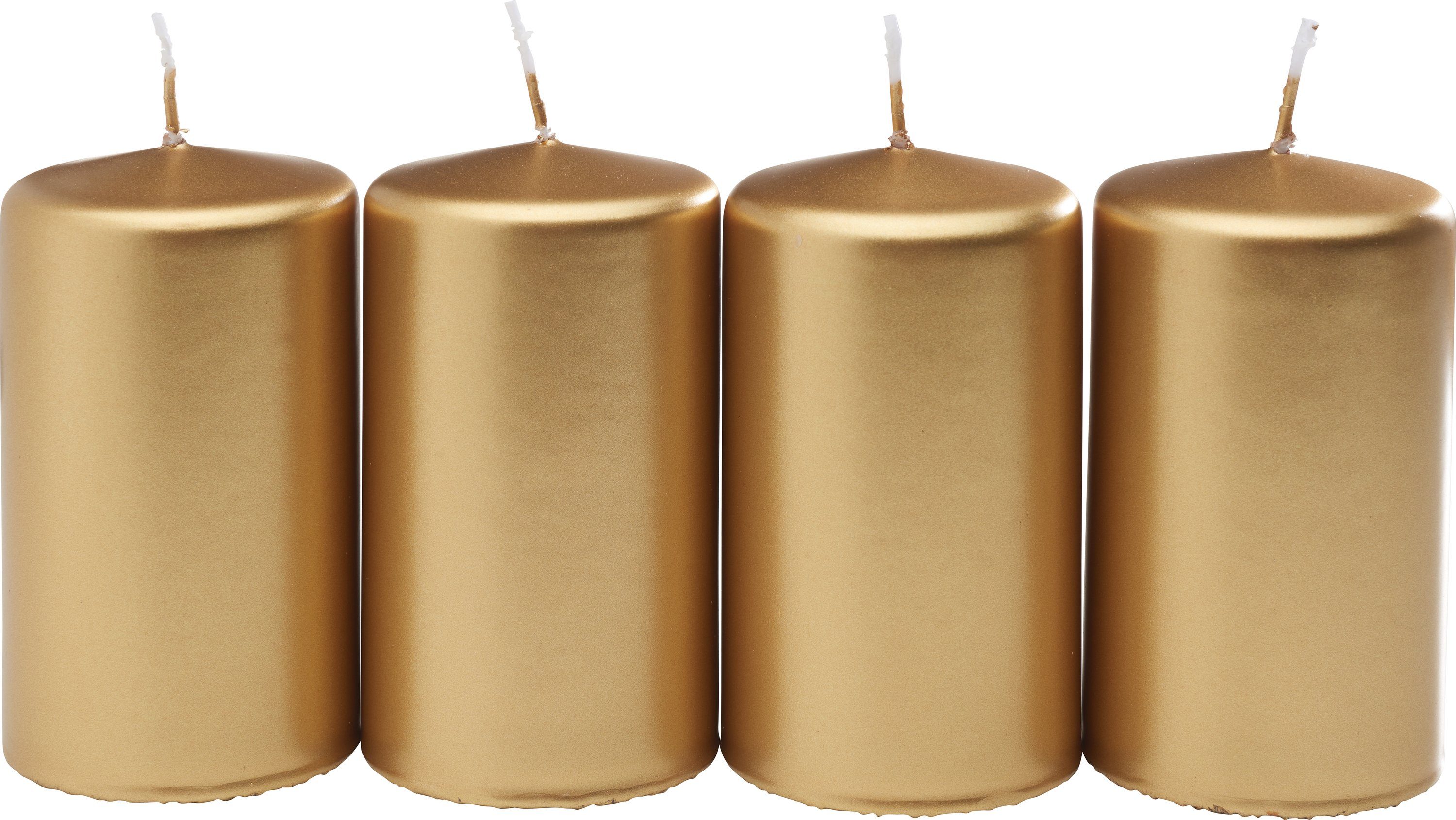 Wenzel Stumpenkerze Stumpenkerze Metallic, 4 Stück