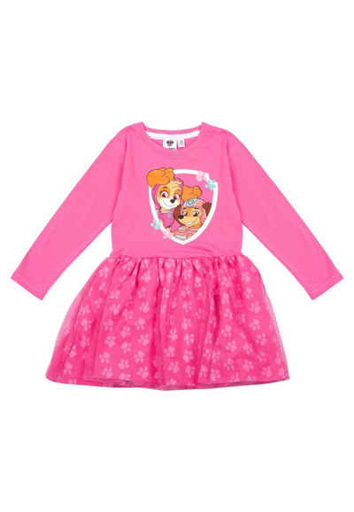 United Labels® A-Linien-Kleid Paw Patrol Kleid Mädchen Skye & Everest Kleidchen Rock langarm Pink