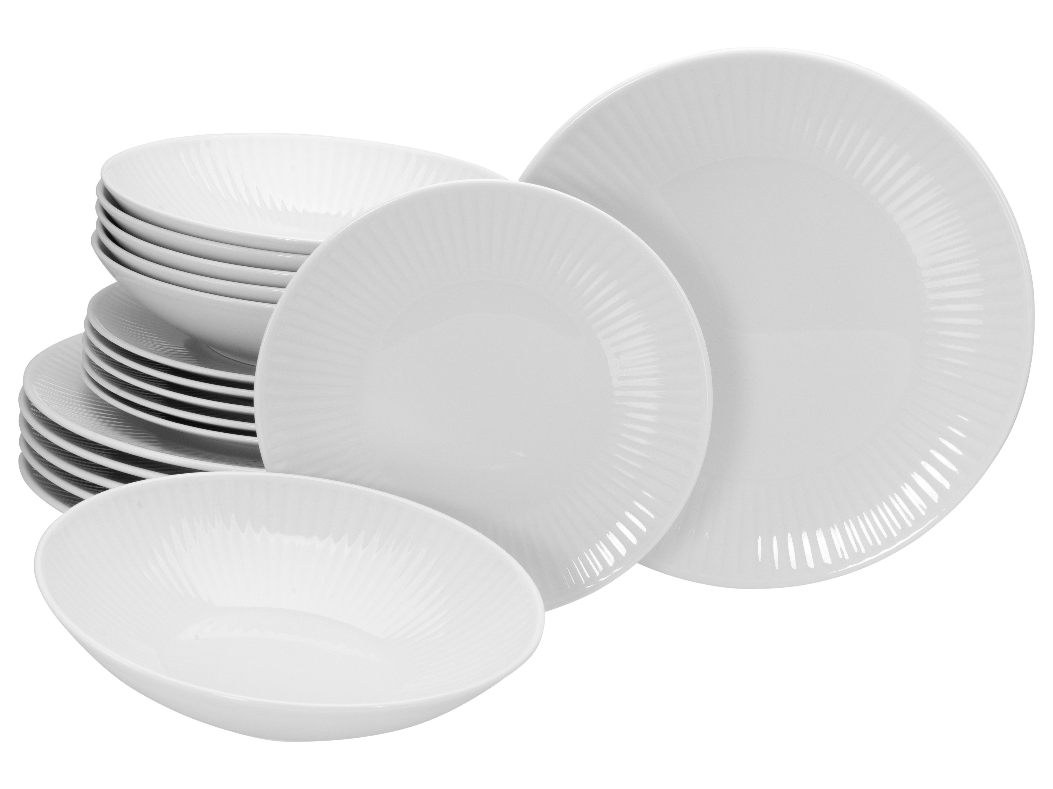 CreaTable Teller-Set Valencia Weiß, Teller Set 18-tlg (18-tlg), 6 Personen, Porzellan, Elegant, Boho Chic