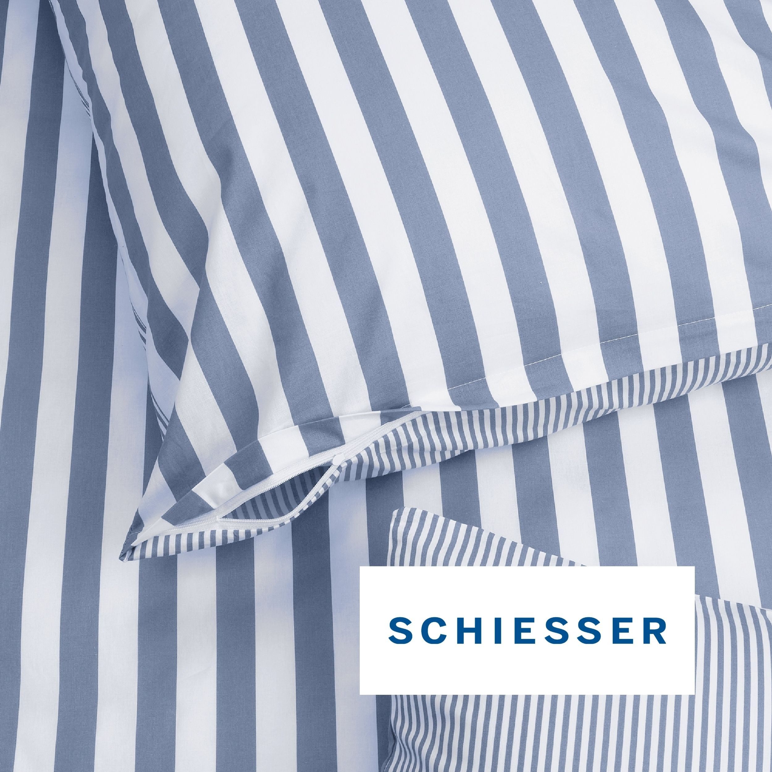 Schiesser Wendebettwäsche Marie aus weicher Baumwolle und Streifen Allover, Renforcé, 2 teilig, OEKO-TEX® MADE IN GREEN – Bild 4 von 5