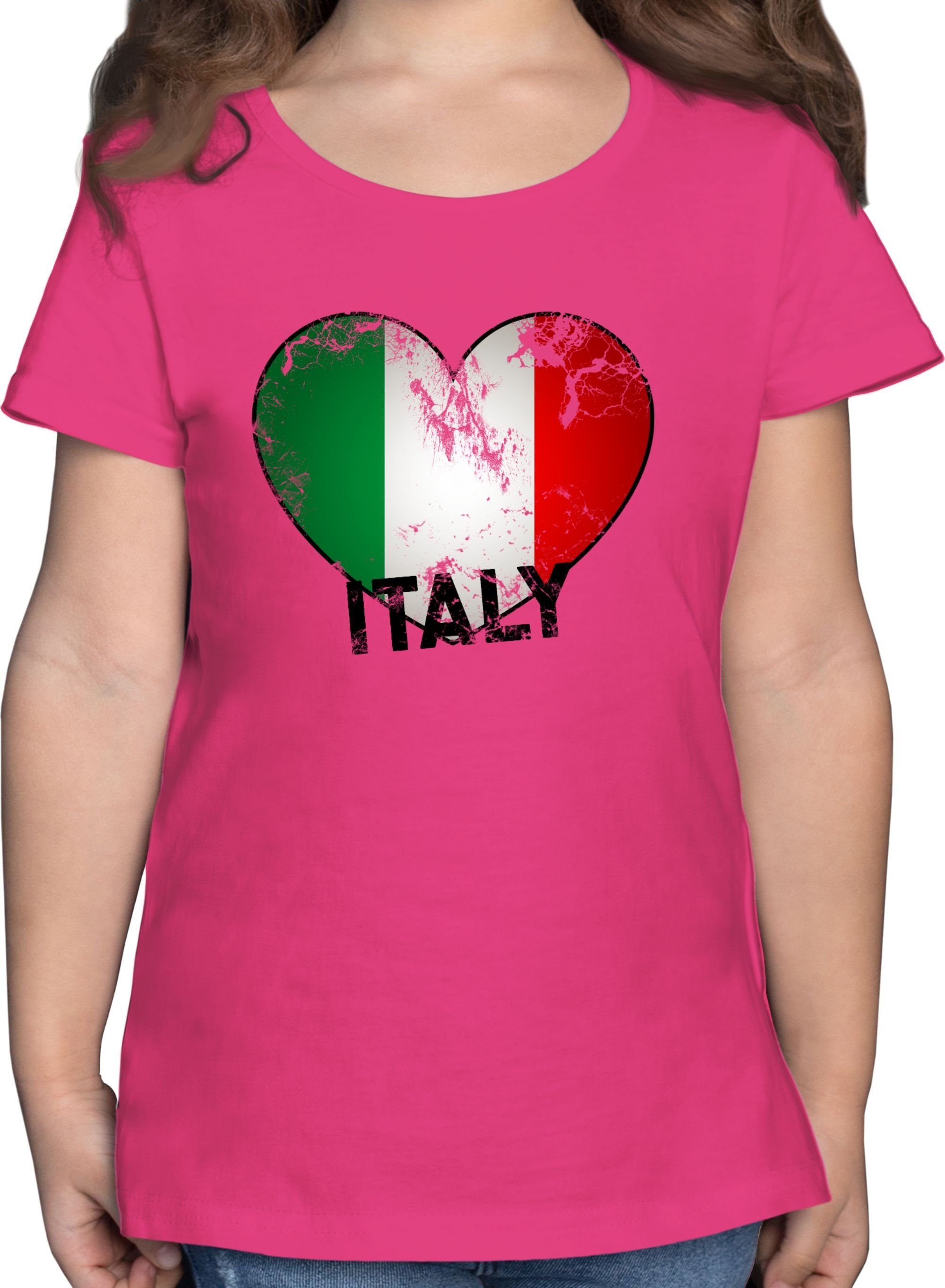 T-Shirt Fuchsia Kinder Shirtracer Wappen Länder Herz 3 Italien Vintage