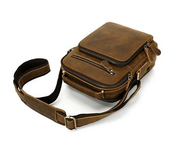 WISHDOR Umhängetasche Henkeltasche Handtasche Leder Tragetasche Aktentasche Tasche Vintage (Schultertasche Arbeitstasche Messenger-Tasche Top Griff Schultergurt, Ledertasche, Unitasche, Bürotasche, Freizeittasche, Echtes Leder, Echtleder), für Herren Frauen Jungen Freizeit Arbeit Business Schule Büro Reisen