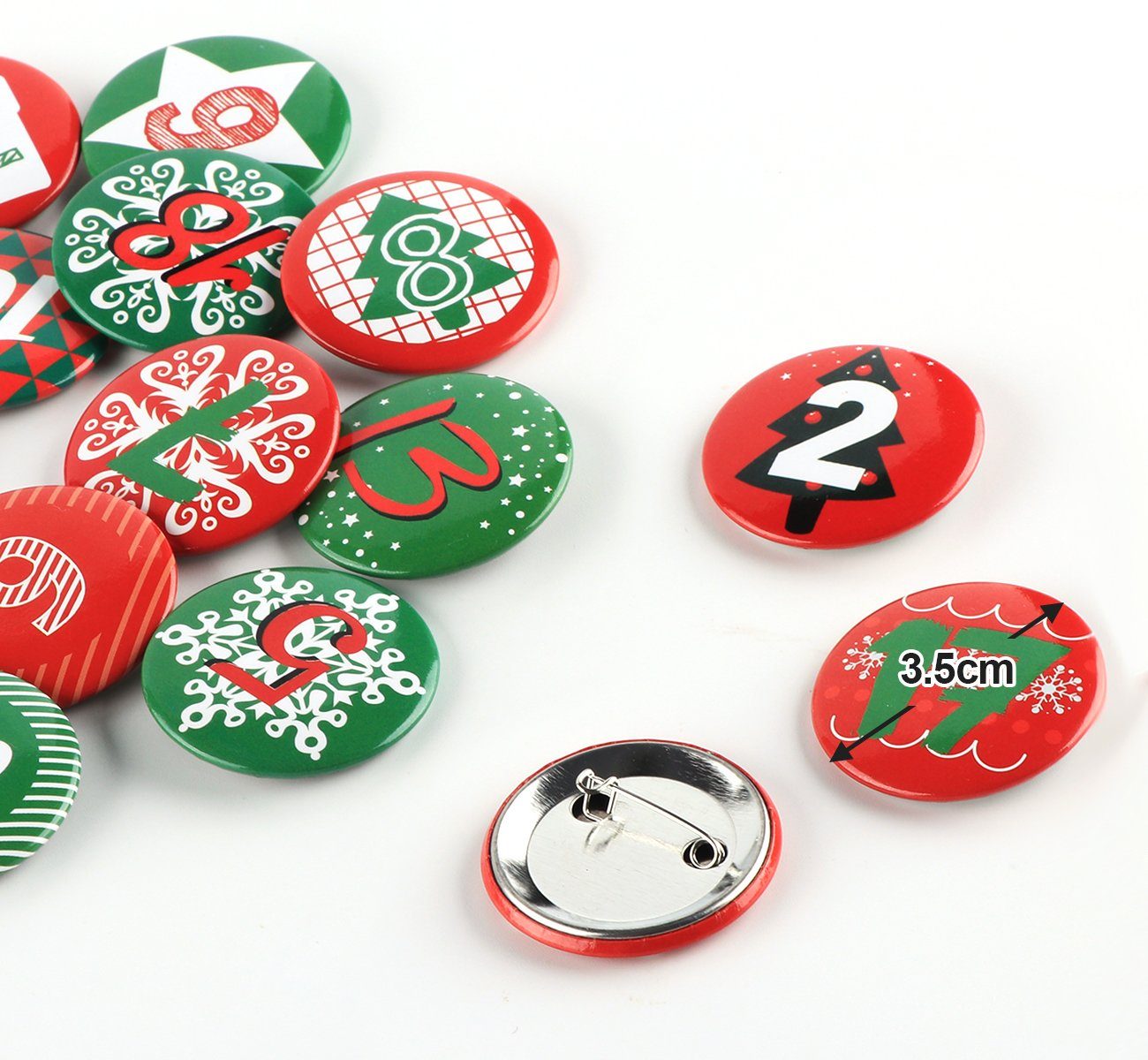 Homewit + Christbaumschmuck Buttons Beige+Grau grau) Adventskalendersäckchen 24 Stoffbeutel 12 (12 beige, bunten Weihnachtskalender Adventskalendertaschen (24-tlg),
