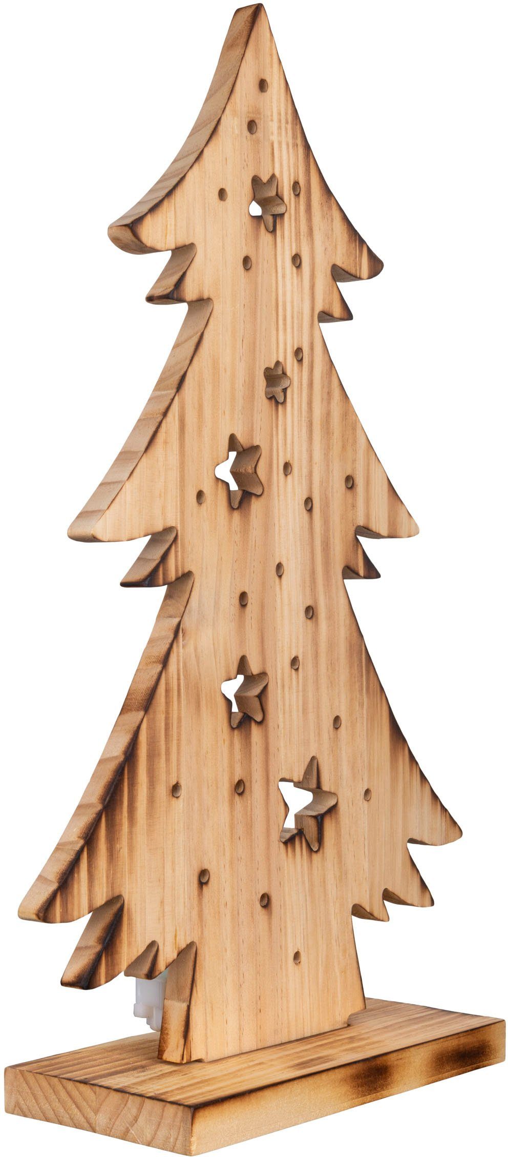 Batteriebetrieben Holz, Tannenbaum, ca. aus integriert, Baum fest Holz-Stehleuchte, LED Timerfunktion, näve Warmweiß, Weihnachtsdeko 47,5 Höhe cm, LED