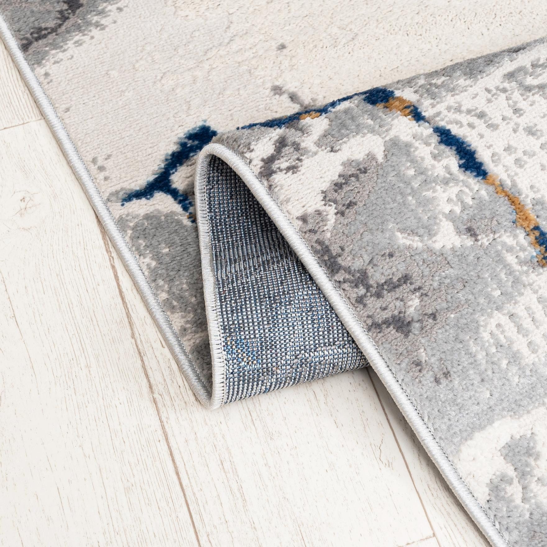 Mazovia Designteppich Glamour Marmor Anthrazit Grau Wohnzimmer, Schlafzimmer, Esszimmer, Fußbodenheizung – Bild 4 von 5