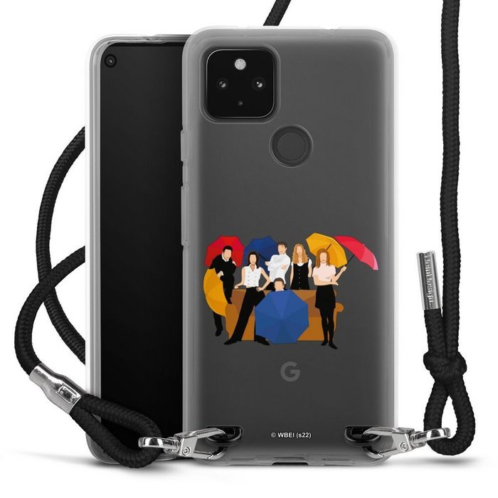 DeinDesign Handyhülle Friends Offizielles Lizenzprodukt Schirm Friends Umbrellas Transparent Google Pixel 4a 5G Handykette Hülle mit Band Case zum Umhängen